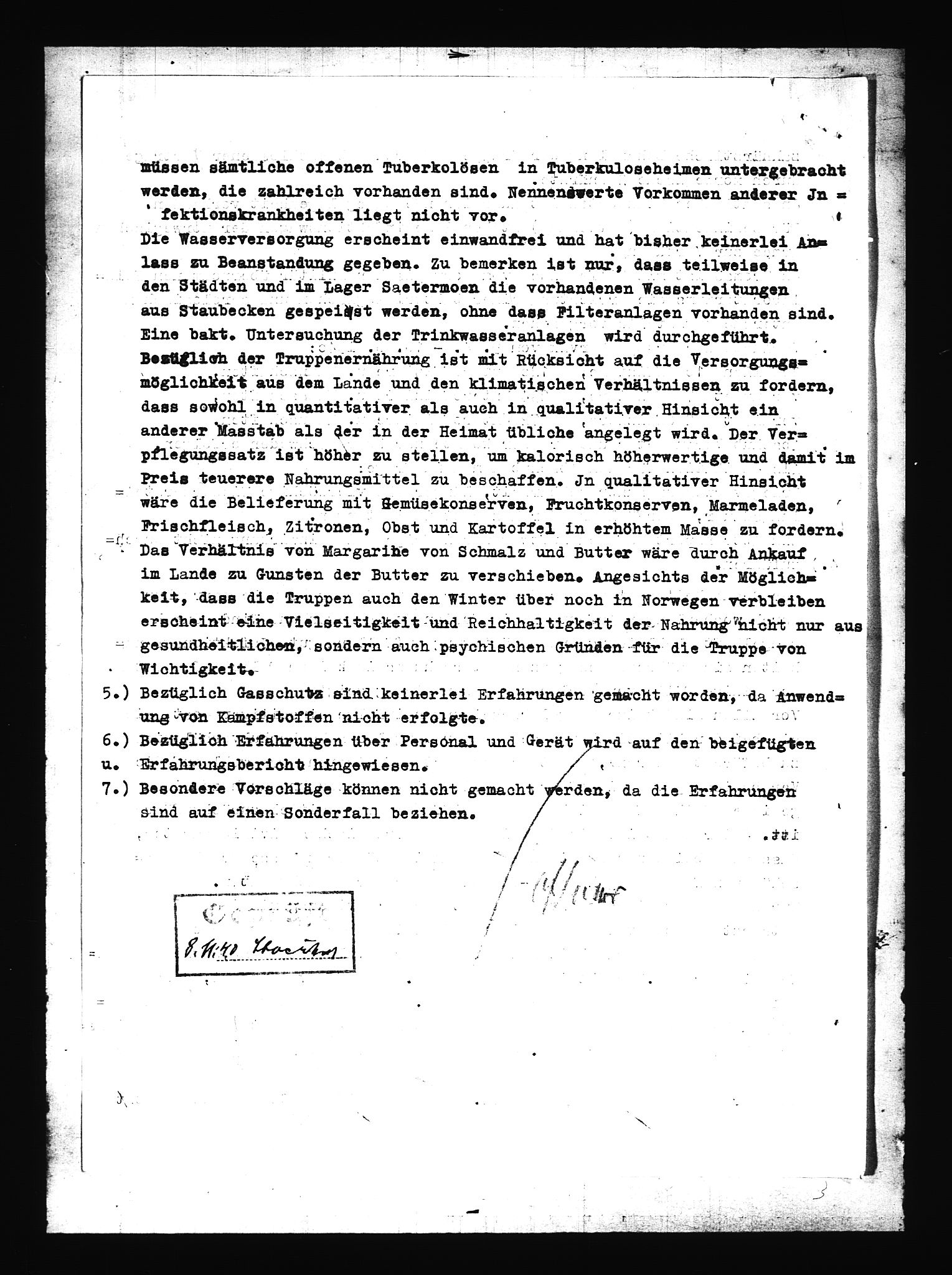 Documents Section, AV/RA-RAFA-2200/V/L0086: Amerikansk mikrofilm "Captured German Documents".
Box No. 725.  FKA jnr. 601/1954., 1940, p. 401