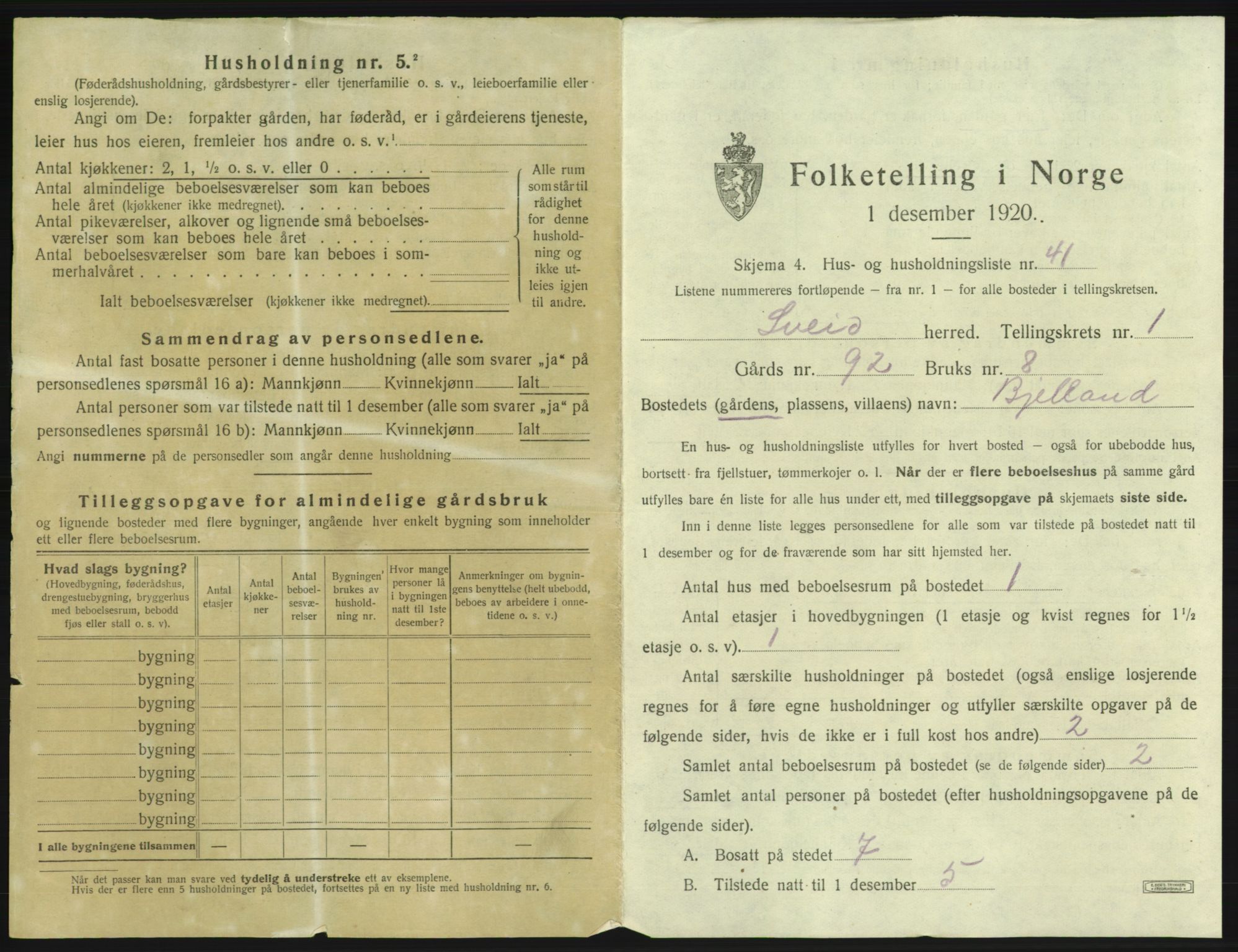 SAB, 1920 census for Sveio, 1920, p. 114