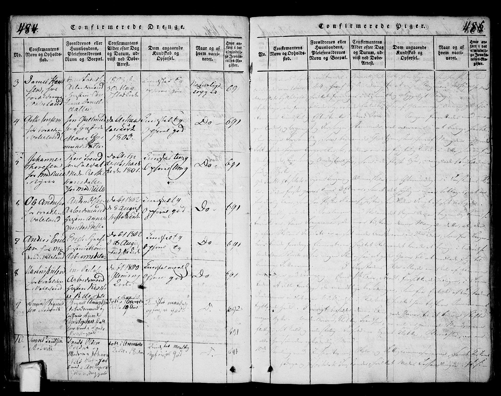 Fredrikstad prestekontor Kirkebøker, AV/SAO-A-11082/F/Fa/L0004: Parish register (official) no. 4, 1816-1834, p. 484-485