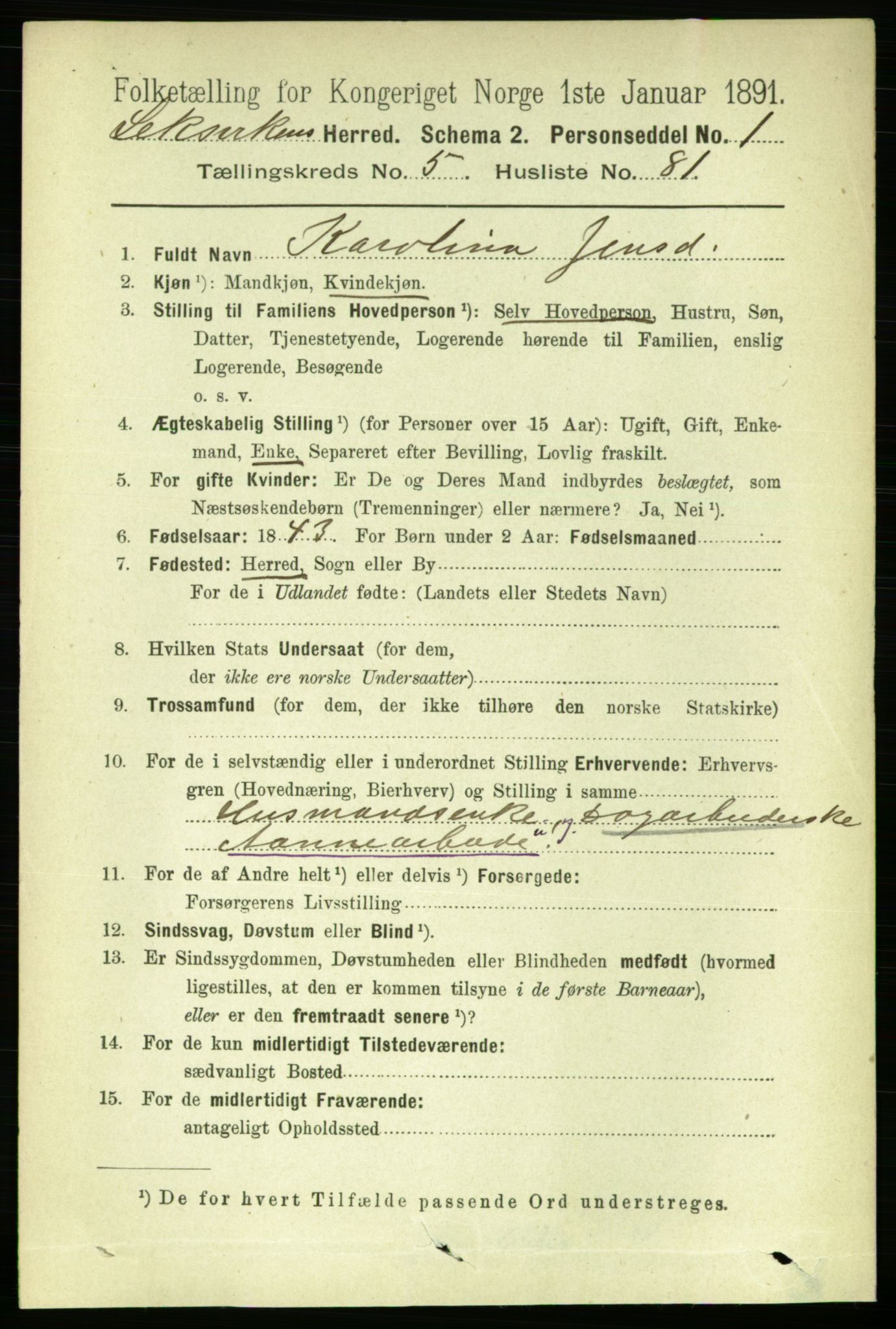 RA, 1891 census for 1718 Leksvik, 1891, p. 3130