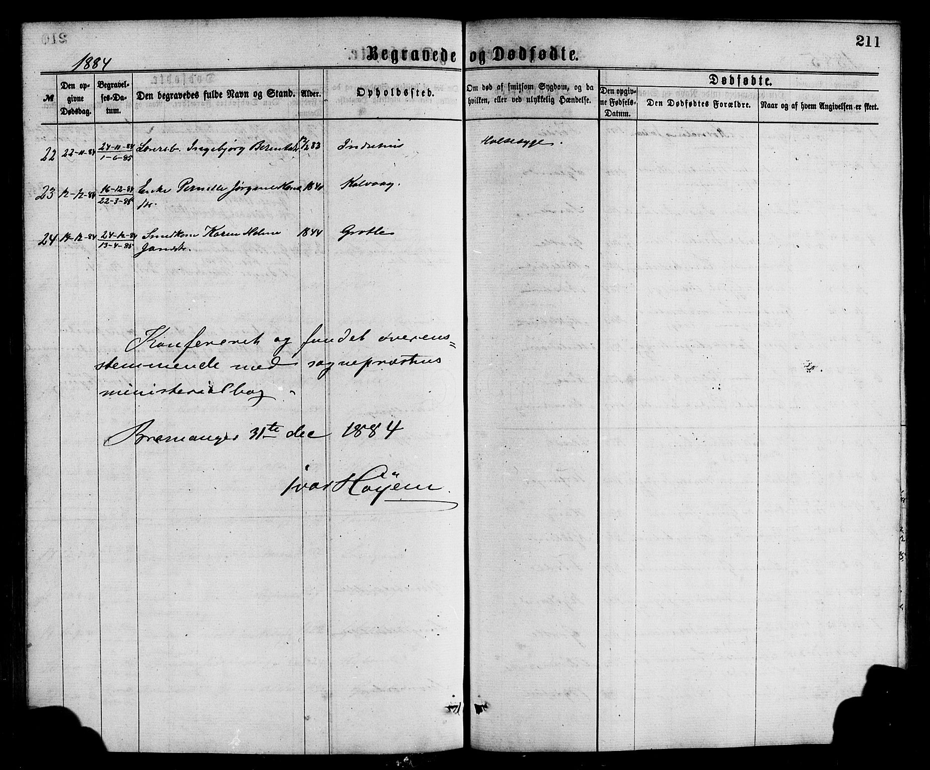 Bremanger sokneprestembete, SAB/A-82201/H/Hab/Haba/L0002: Parish register (copy) no. A 2, 1866-1889, p. 211