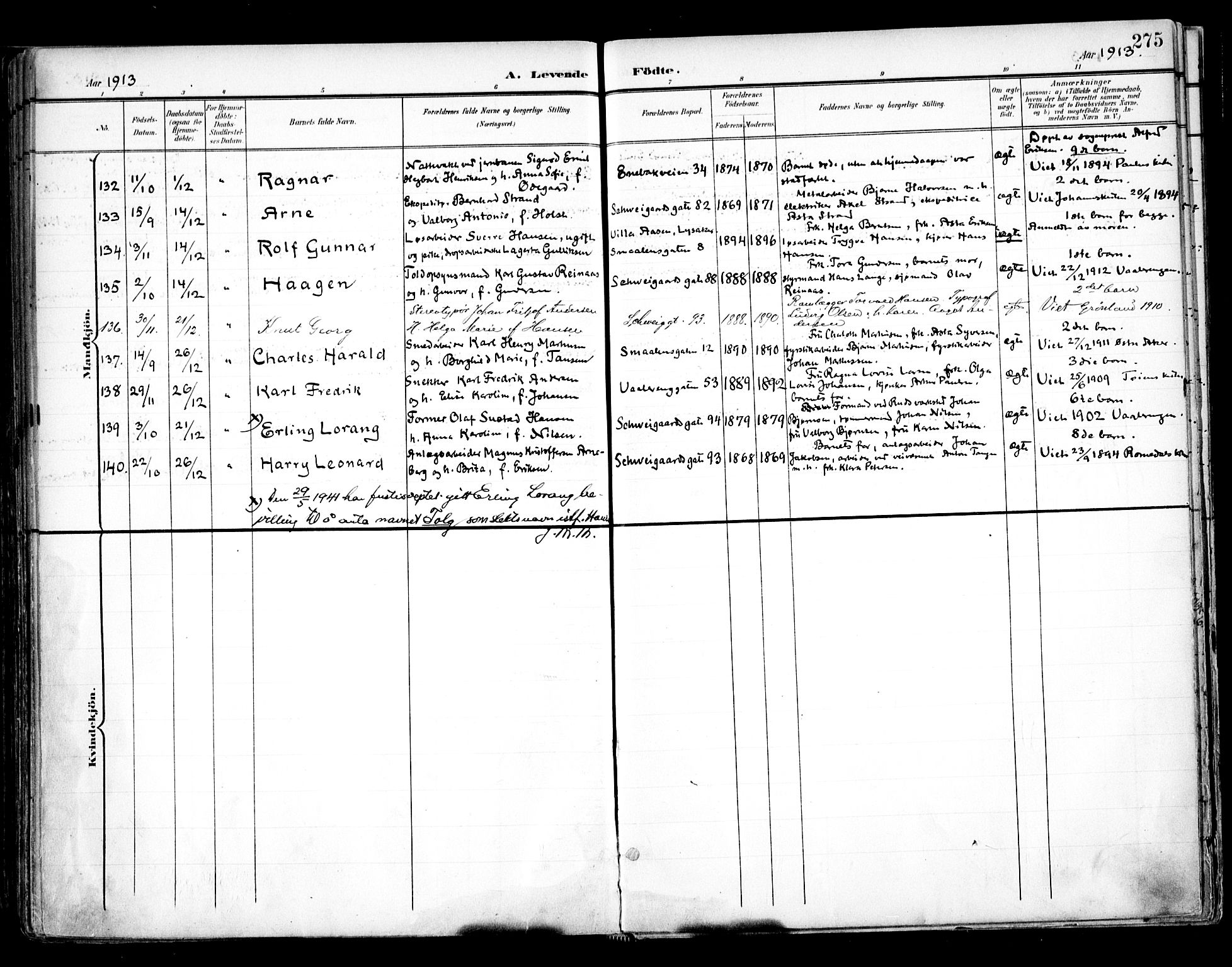 Vålerengen prestekontor Kirkebøker, AV/SAO-A-10878/F/Fa/L0001: Parish register (official) no. 1, 1899-1915, p. 275