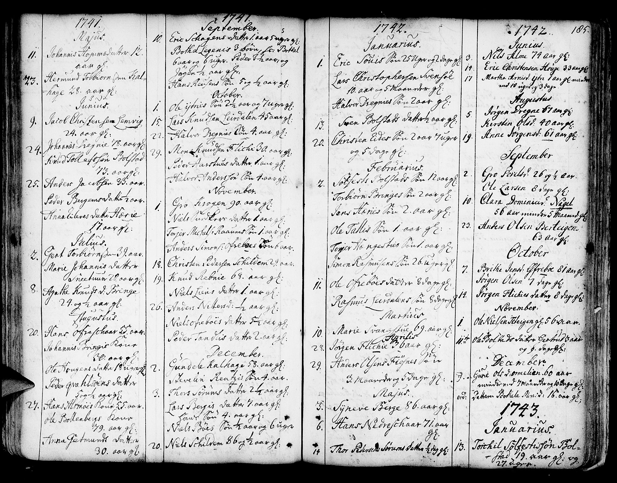 Luster sokneprestembete, SAB/A-81101/H/Haa/Haaa/L0001: Parish register (official) no. A 1, 1731-1803, p. 185