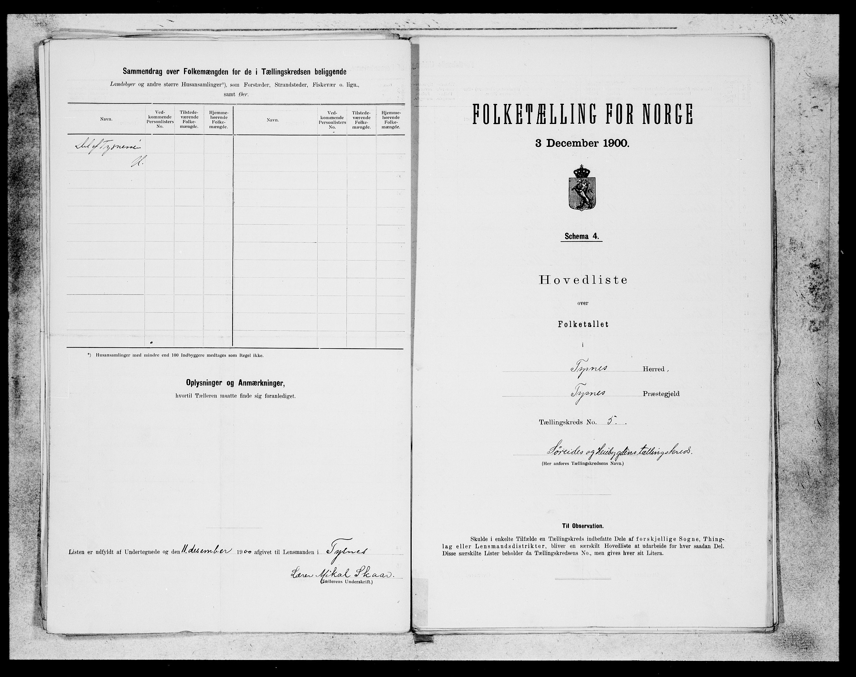 SAB, 1900 census for Tysnes, 1900, p. 11