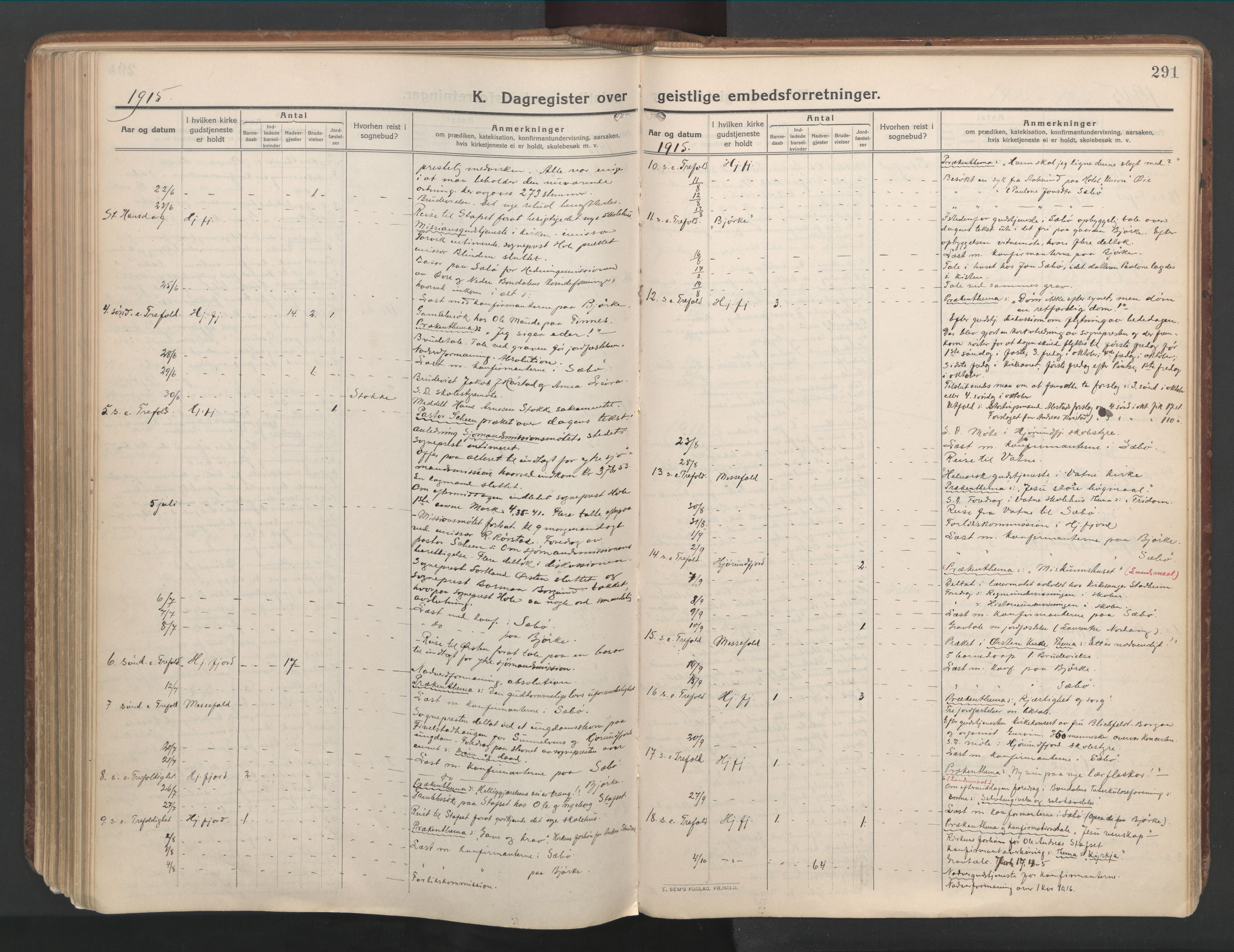 Ministerialprotokoller, klokkerbøker og fødselsregistre - Møre og Romsdal, SAT/A-1454/515/L0212: Parish register (official) no. 515A08, 1911-1935, p. 291