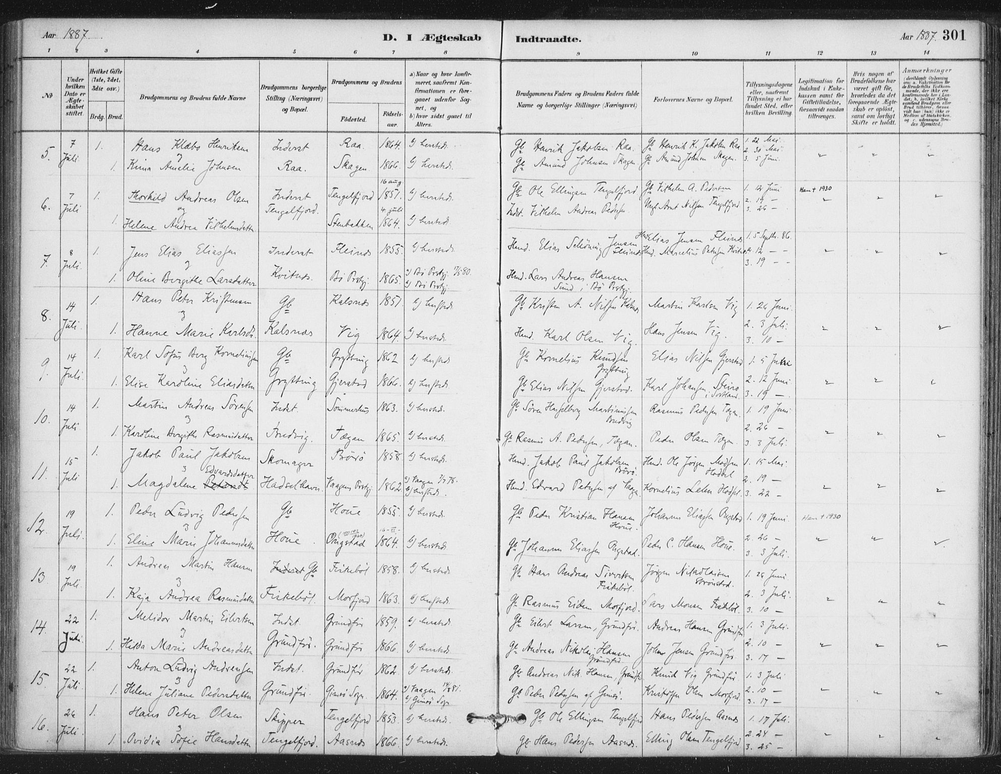 Ministerialprotokoller, klokkerbøker og fødselsregistre - Nordland, SAT/A-1459/888/L1244: Parish register (official) no. 888A10, 1880-1890, p. 301