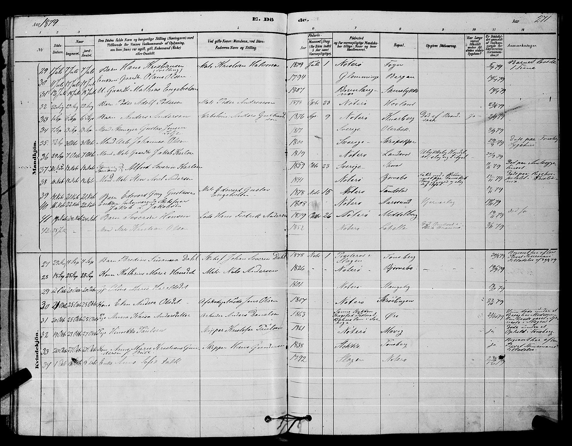 Nøtterøy kirkebøker, AV/SAKO-A-354/G/Ga/L0003: Parish register (copy) no. I 3, 1878-1893, p. 271