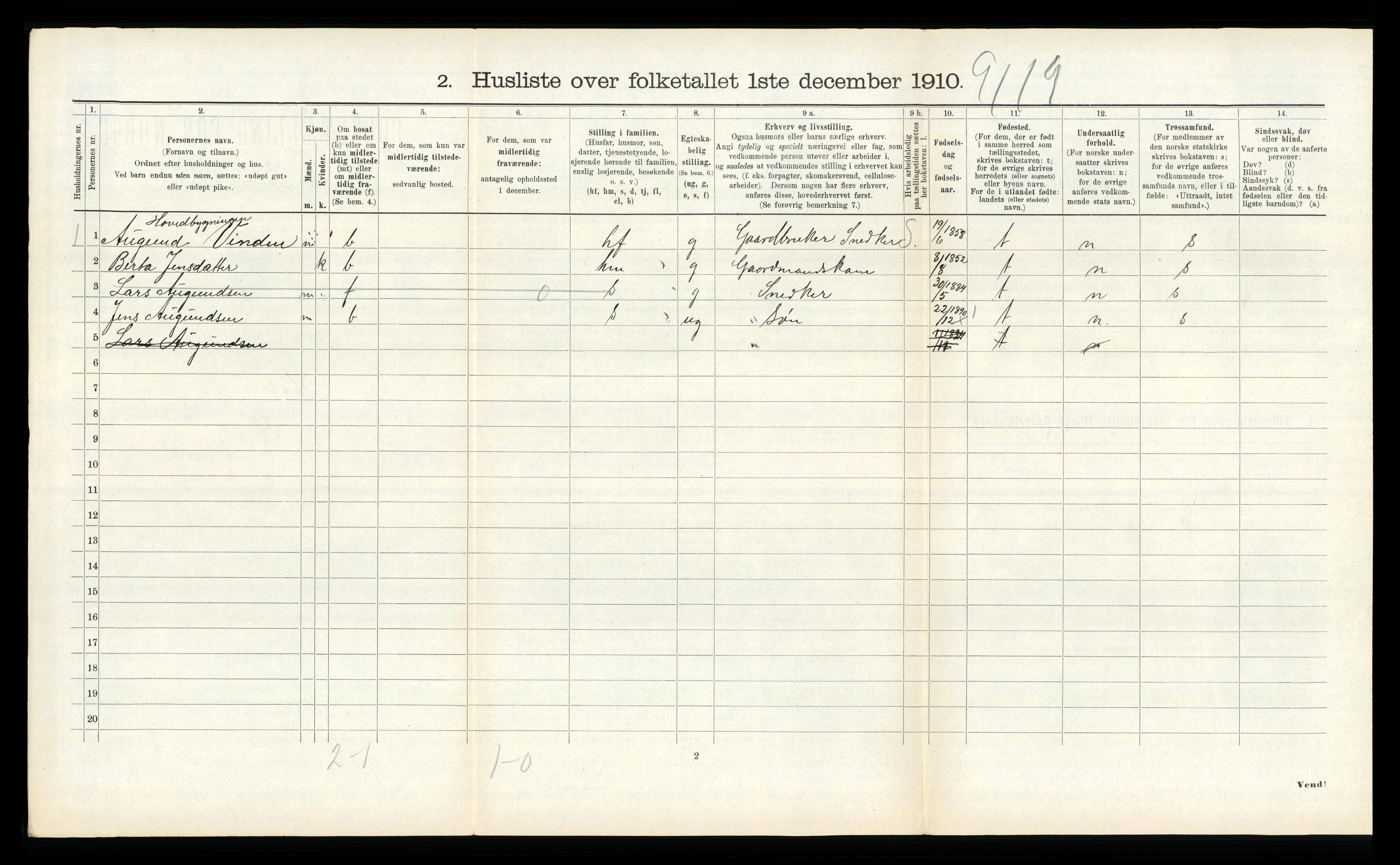 RA, 1910 census for Hafslo, 1910, p. 782