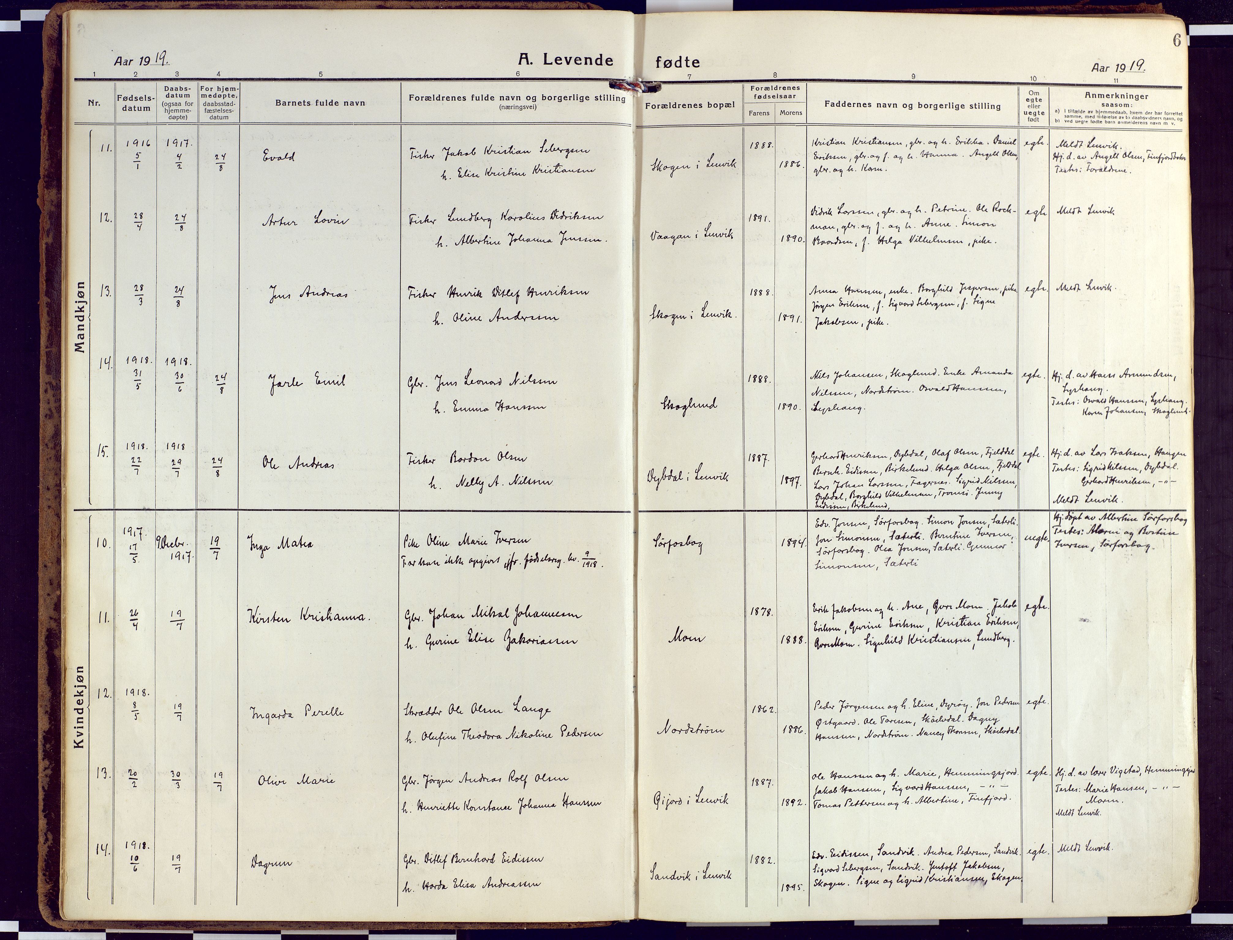 Tranøy sokneprestkontor, AV/SATØ-S-1313/I/Ia/Iaa/L0015kirke: Parish register (official) no. 15, 1919-1928, p. 6