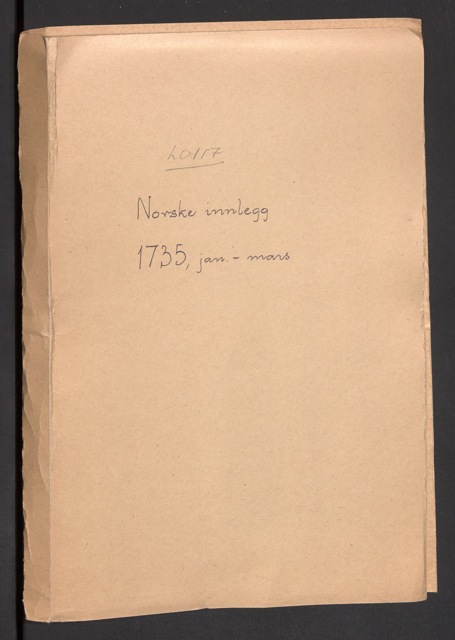 Danske Kanselli 1572-1799, AV/RA-EA-3023/F/Fc/Fcc/Fcca/L0117: Norske innlegg 1572-1799, 1735, p. 1