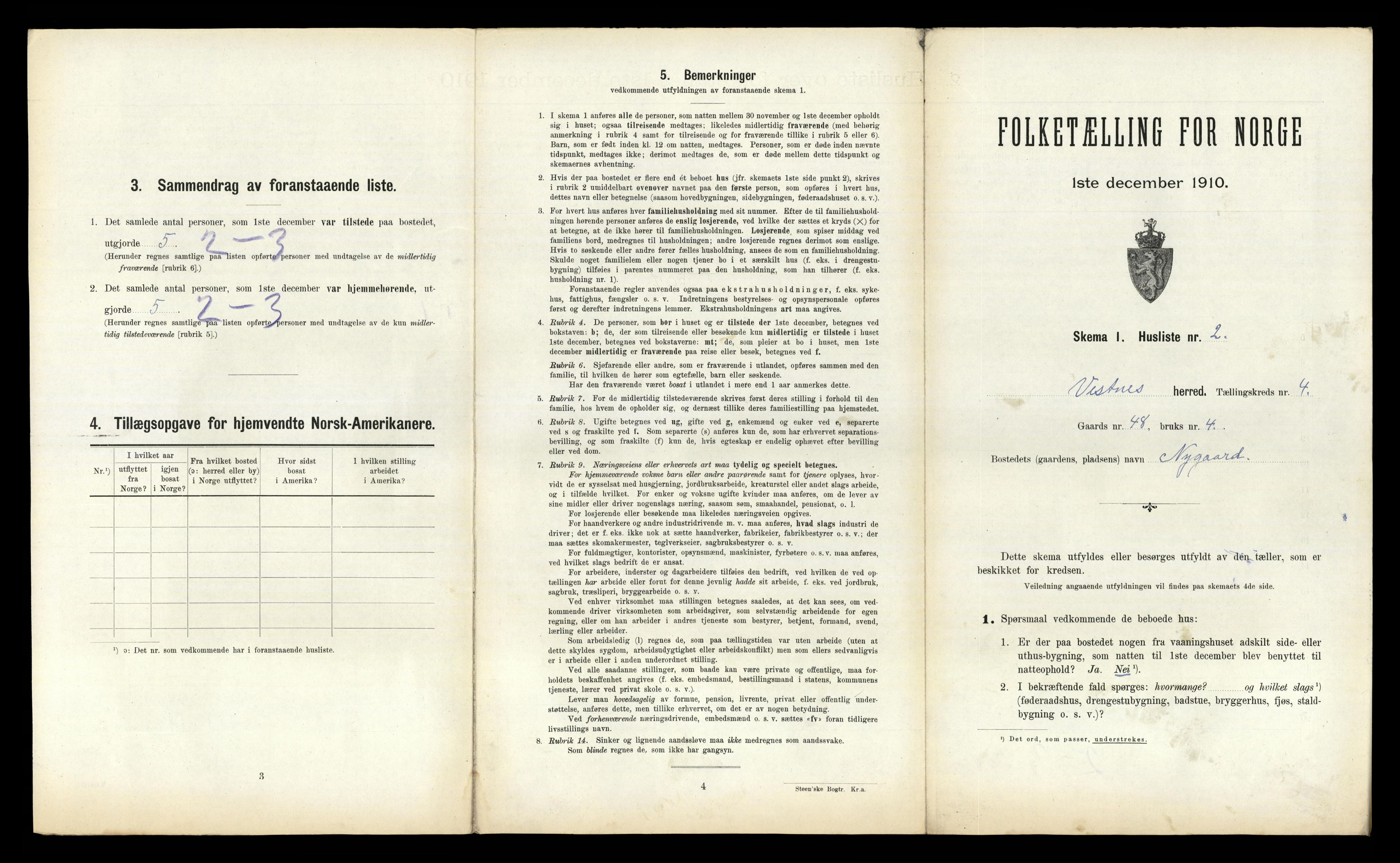 RA, 1910 census for Vestnes, 1910, p. 401