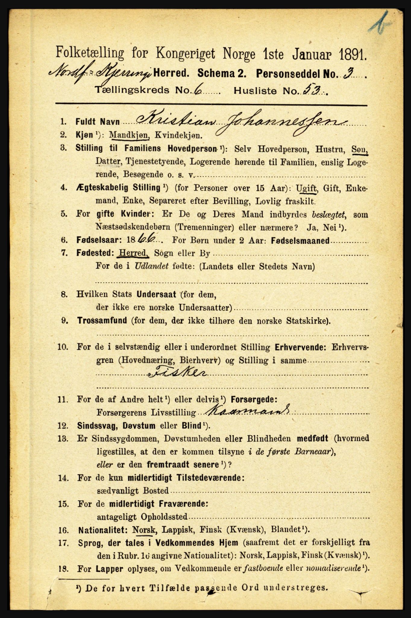 RA, 1891 census for 1846 Nordfold-Kjerringøy, 1891, p. 1735
