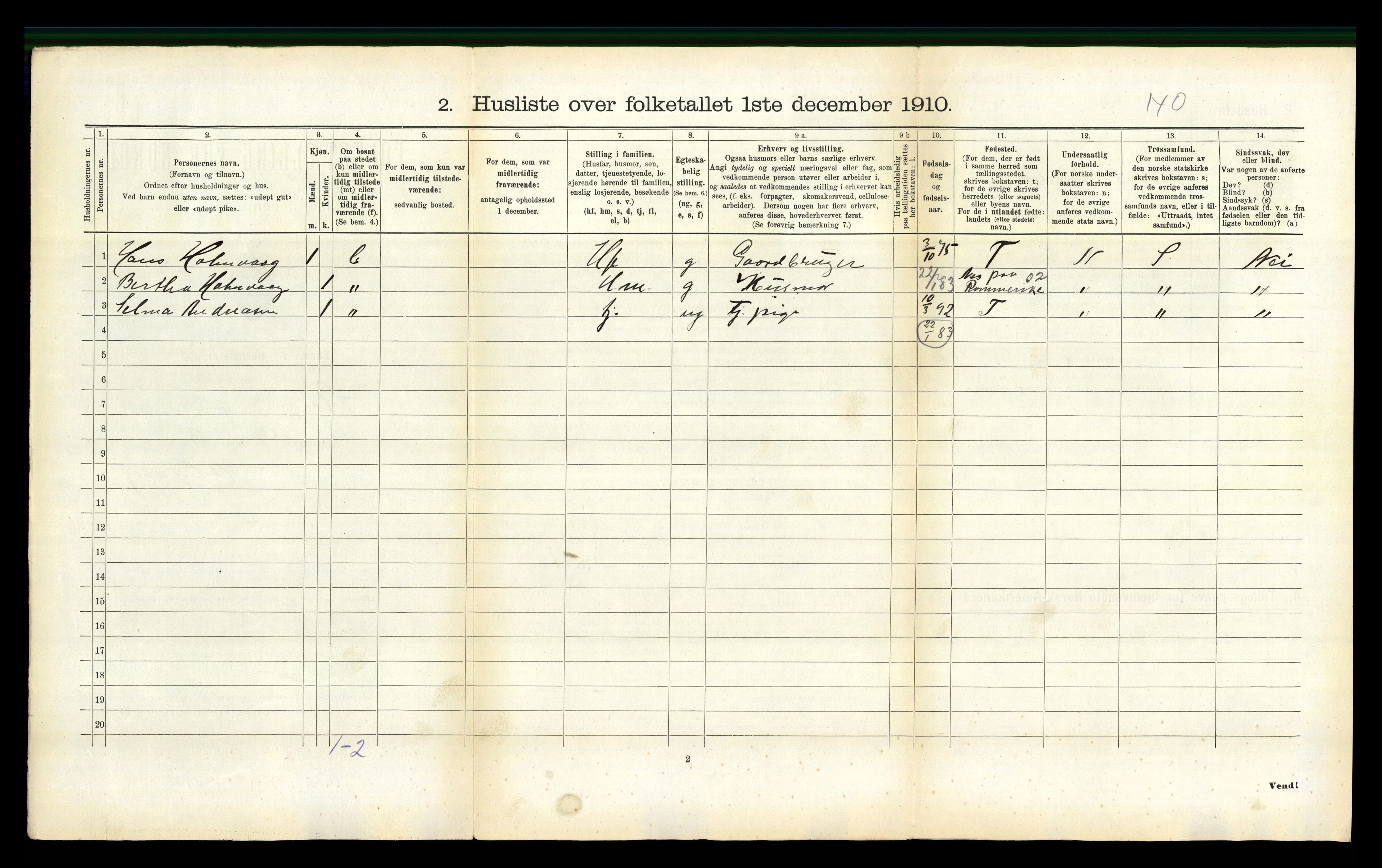 RA, 1910 census for Steigen, 1910, p. 260