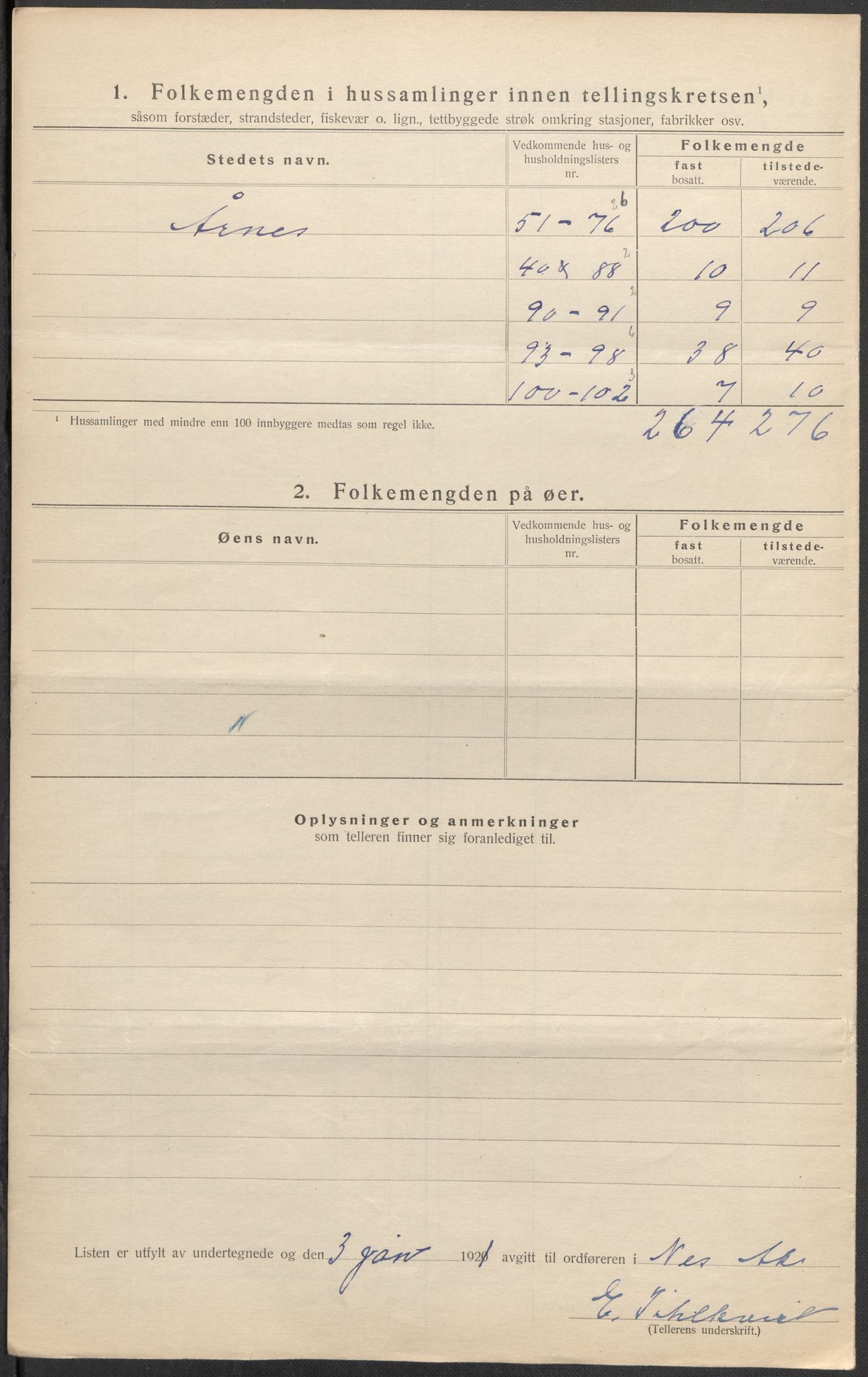 SAO, 1920 census for Nes, 1920, p. 10