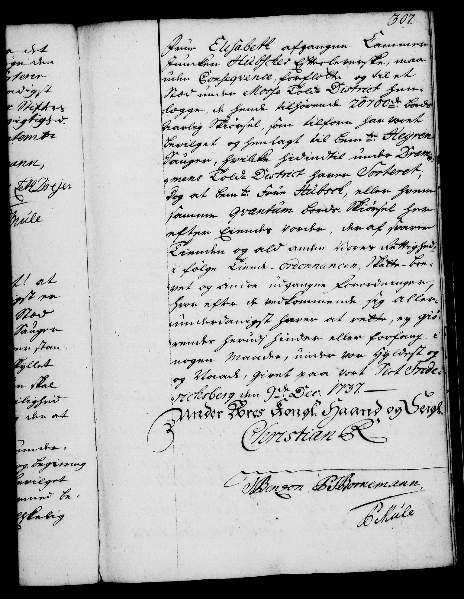 Rentekammeret, Kammerkanselliet, RA/EA-3111/G/Gg/Gga/L0004: Norsk ekspedisjonsprotokoll med register (merket RK 53.4), 1734-1741, p. 307