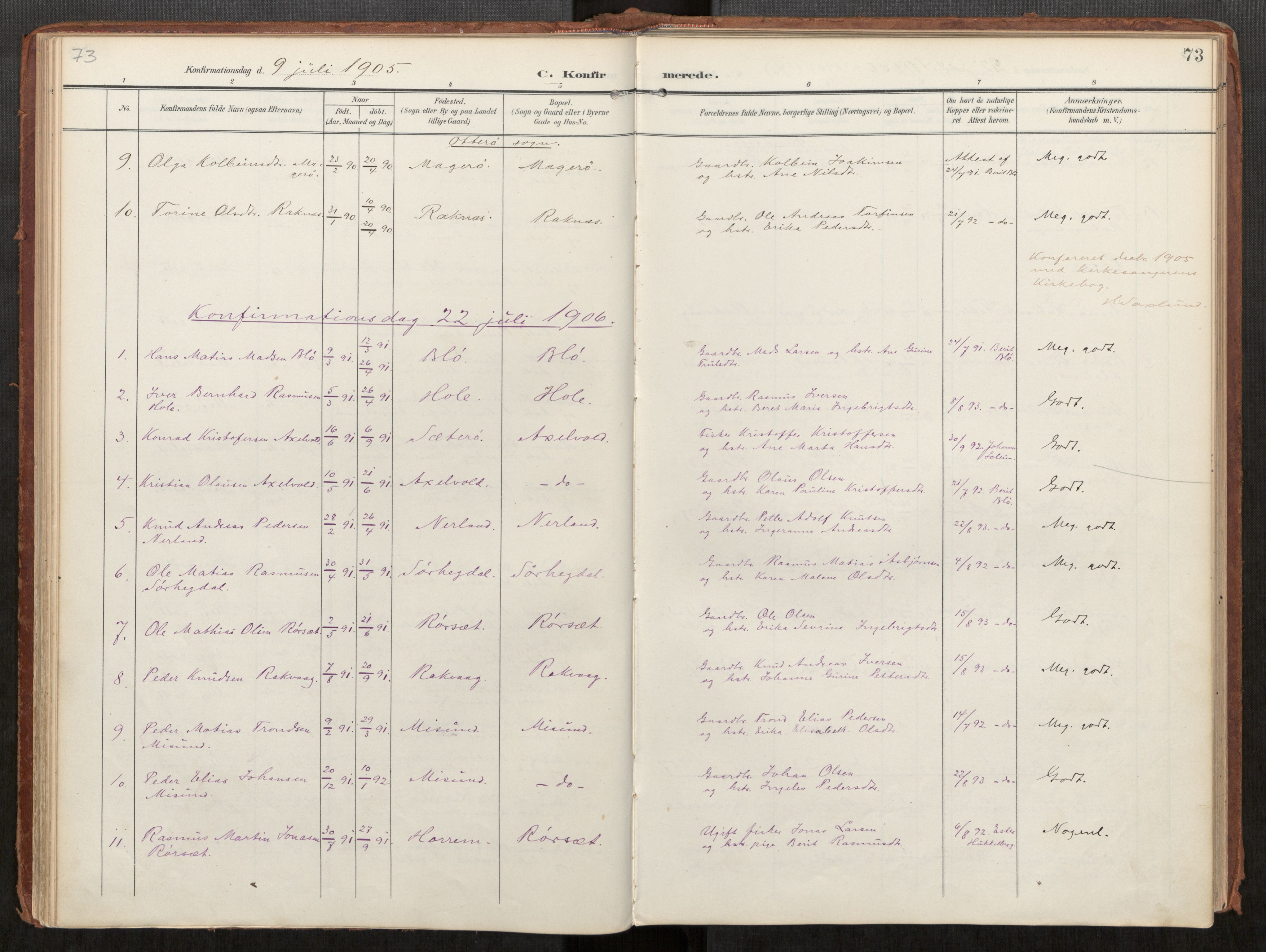 Ministerialprotokoller, klokkerbøker og fødselsregistre - Møre og Romsdal, AV/SAT-A-1454/563/L0740: Parish register (official) no. 563A02, 1903-1923, p. 73