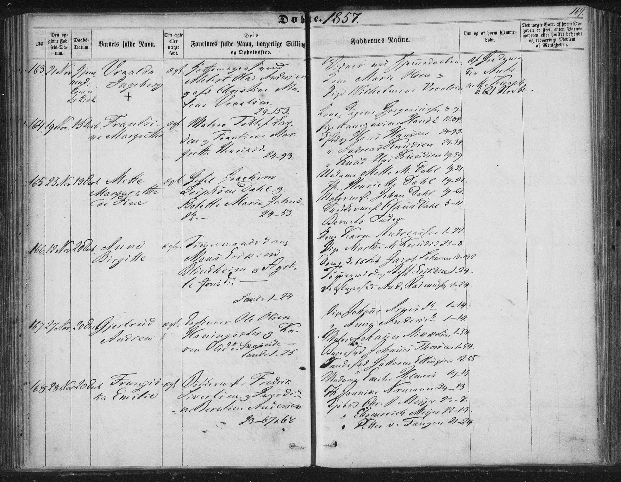 Korskirken sokneprestembete, SAB/A-76101/H/Haa/L0018: Parish register (official) no. B 4, 1857-1866, p. 169
