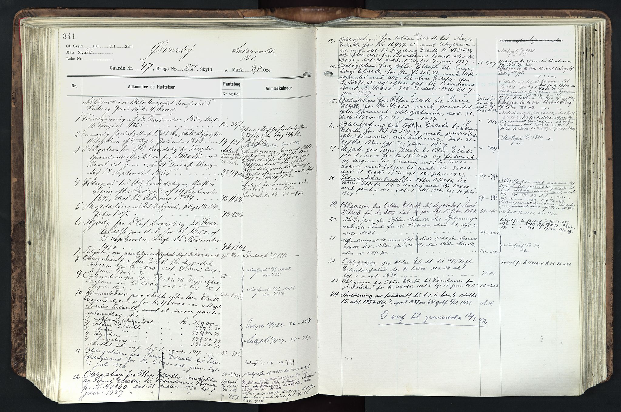 Solør tingrett, AV/SAH-TING-008/H/Ha/Hak/L0003: Mortgage register no. III, 1900-1935, p. 341