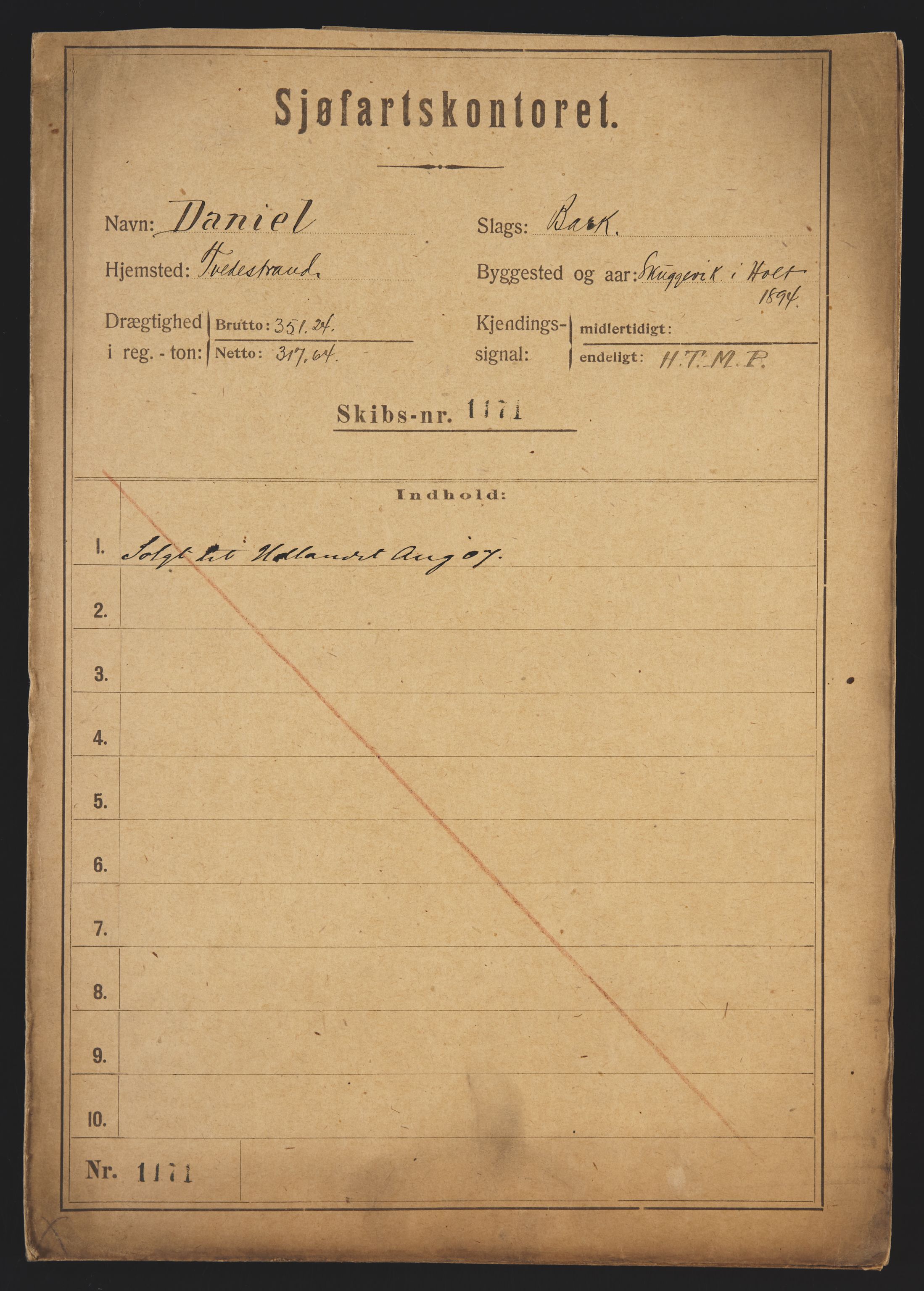 Sjøfartsdirektoratet med forløpere, skipsmapper slettede skip, RA/S-4998/F/Fa/L0233: --, 1871-1917, p. 248