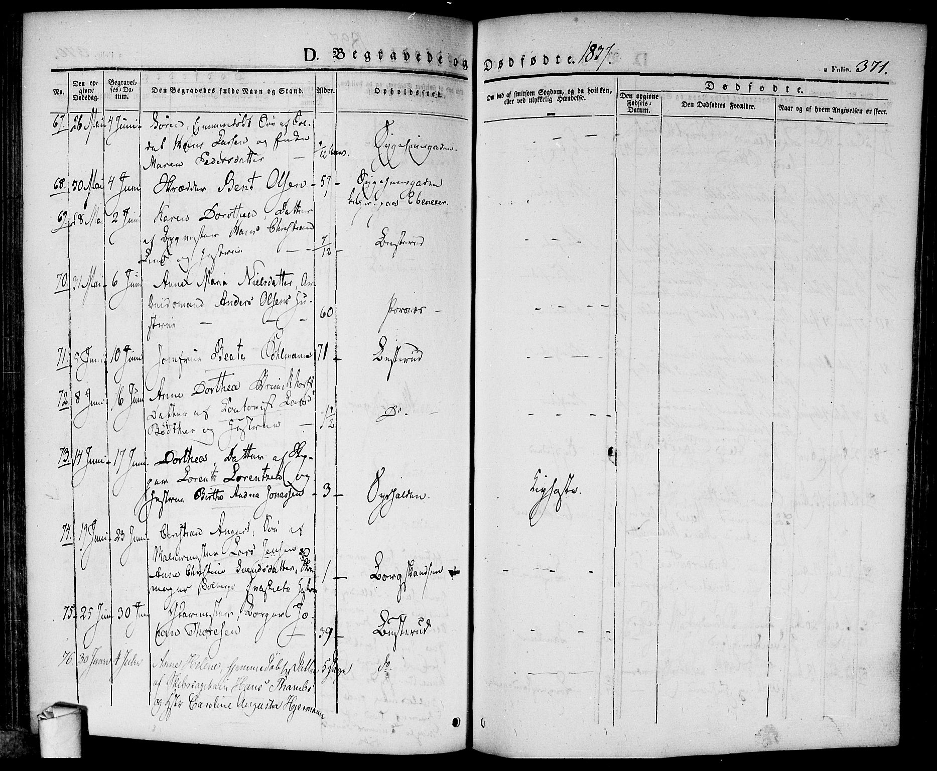 Halden prestekontor Kirkebøker, AV/SAO-A-10909/F/Fa/L0005: Parish register (official) no. I 5, 1834-1845, p. 371