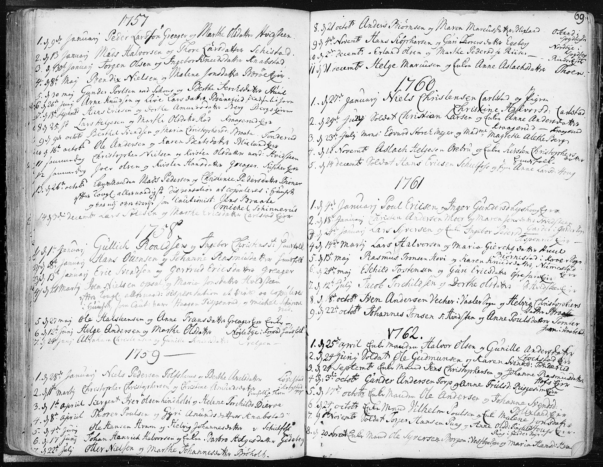 Hobøl prestekontor Kirkebøker, SAO/A-2002/F/Fa/L0001: Parish register (official) no. I 1, 1733-1814, p. 69