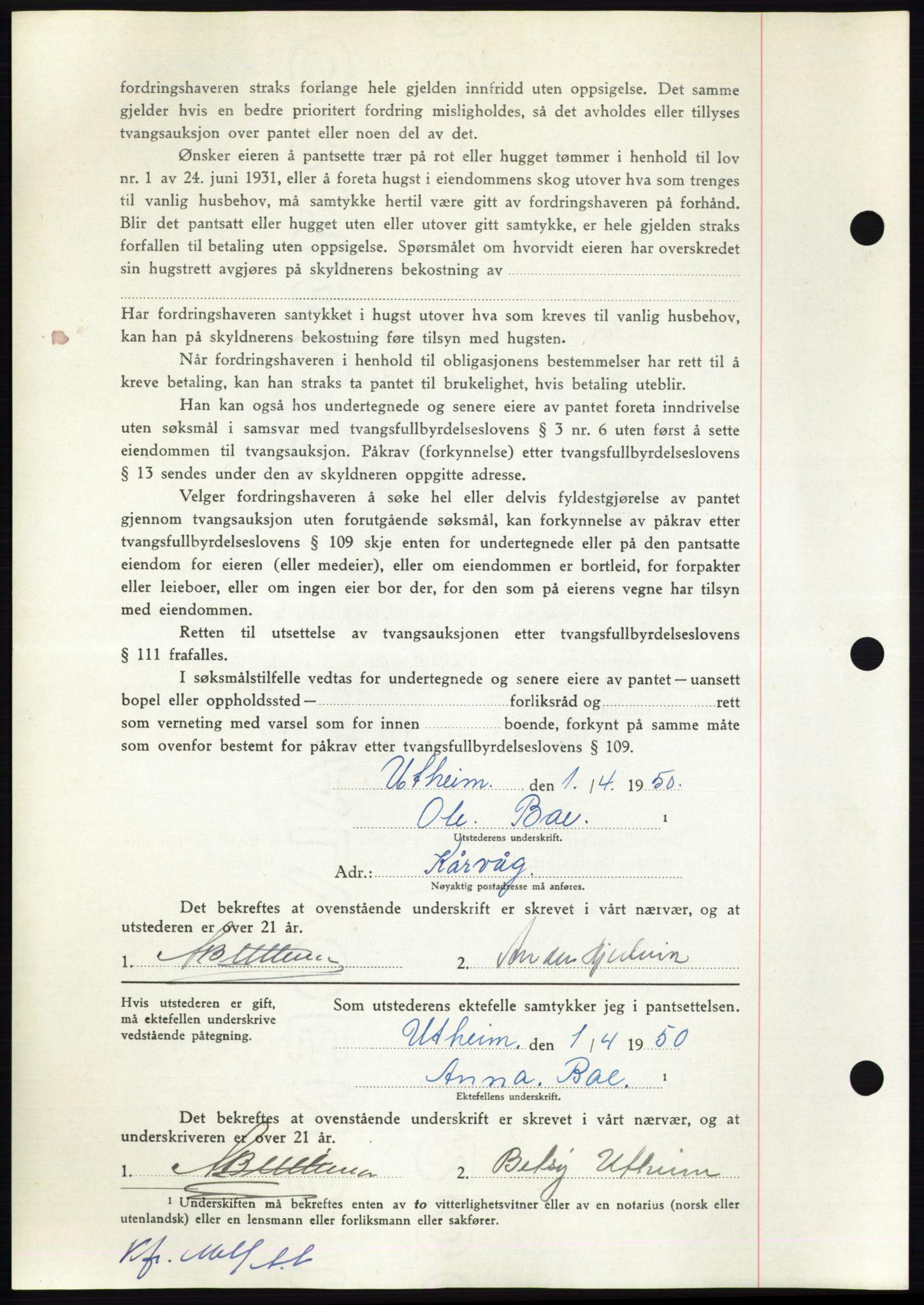 Nordmøre sorenskriveri, AV/SAT-A-4132/1/2/2Ca: Mortgage book no. B104, 1950-1950, Diary no: : 1615/1950