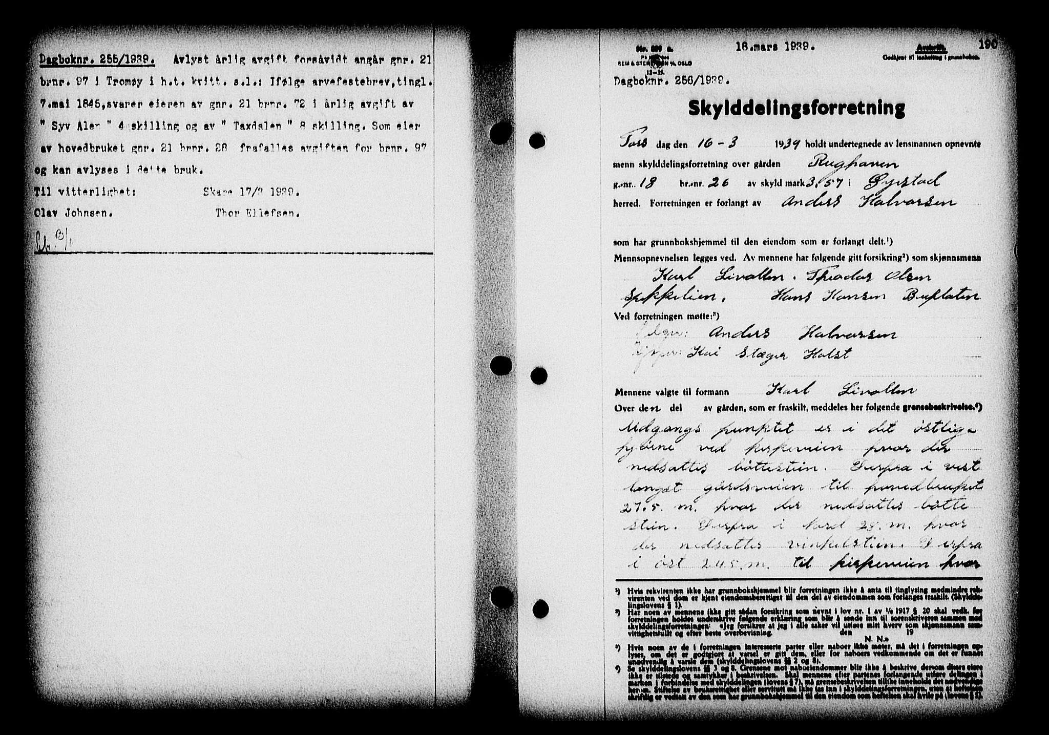 Nedenes sorenskriveri, AV/SAK-1221-0006/G/Gb/Gba/L0046: Mortgage book no. 42, 1938-1939, Diary no: : 256/1939