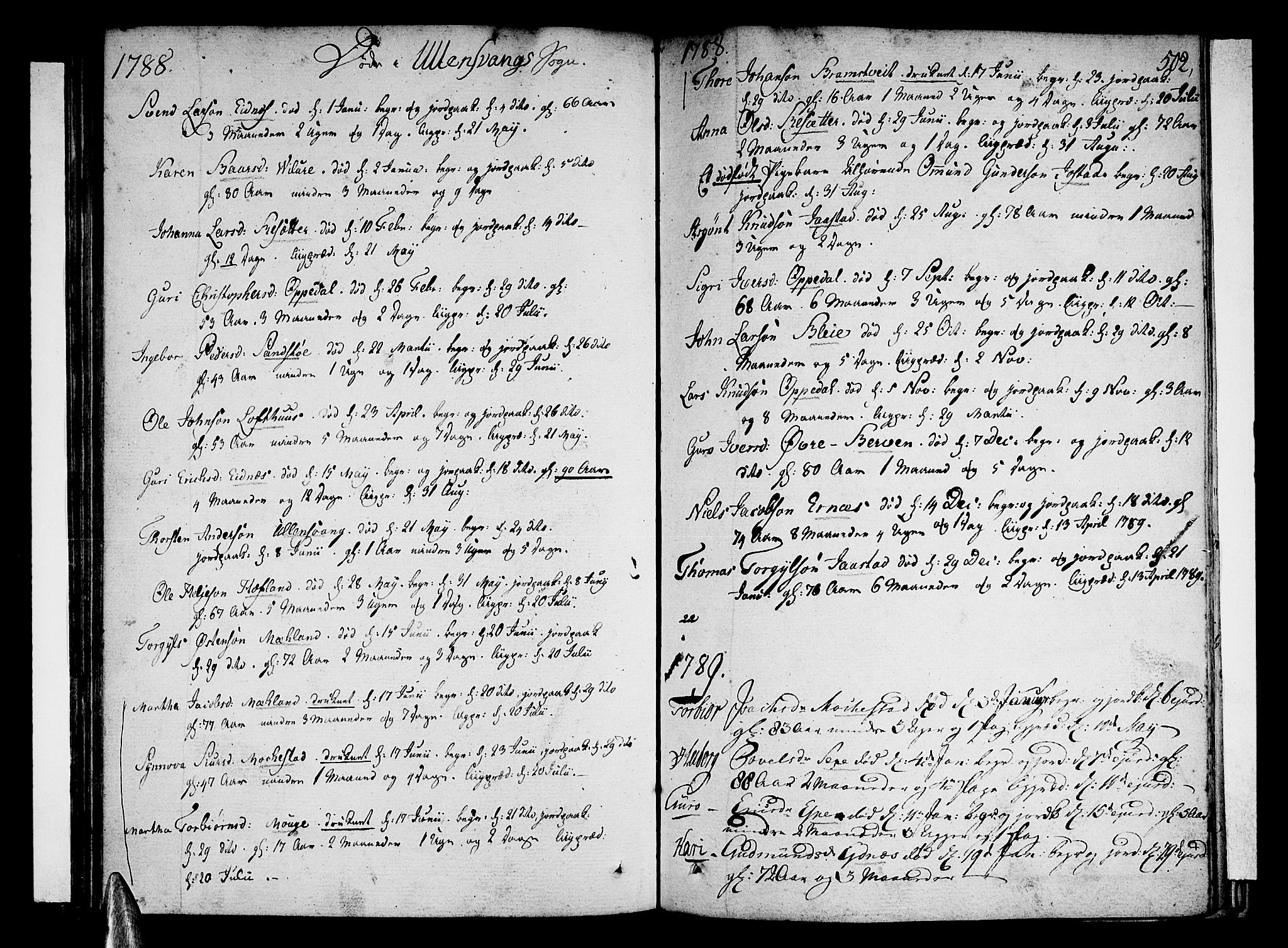 Ullensvang sokneprestembete, AV/SAB-A-78701/H/Haa: Parish register (official) no. A 7 /1, 1788-1804, p. 501-502