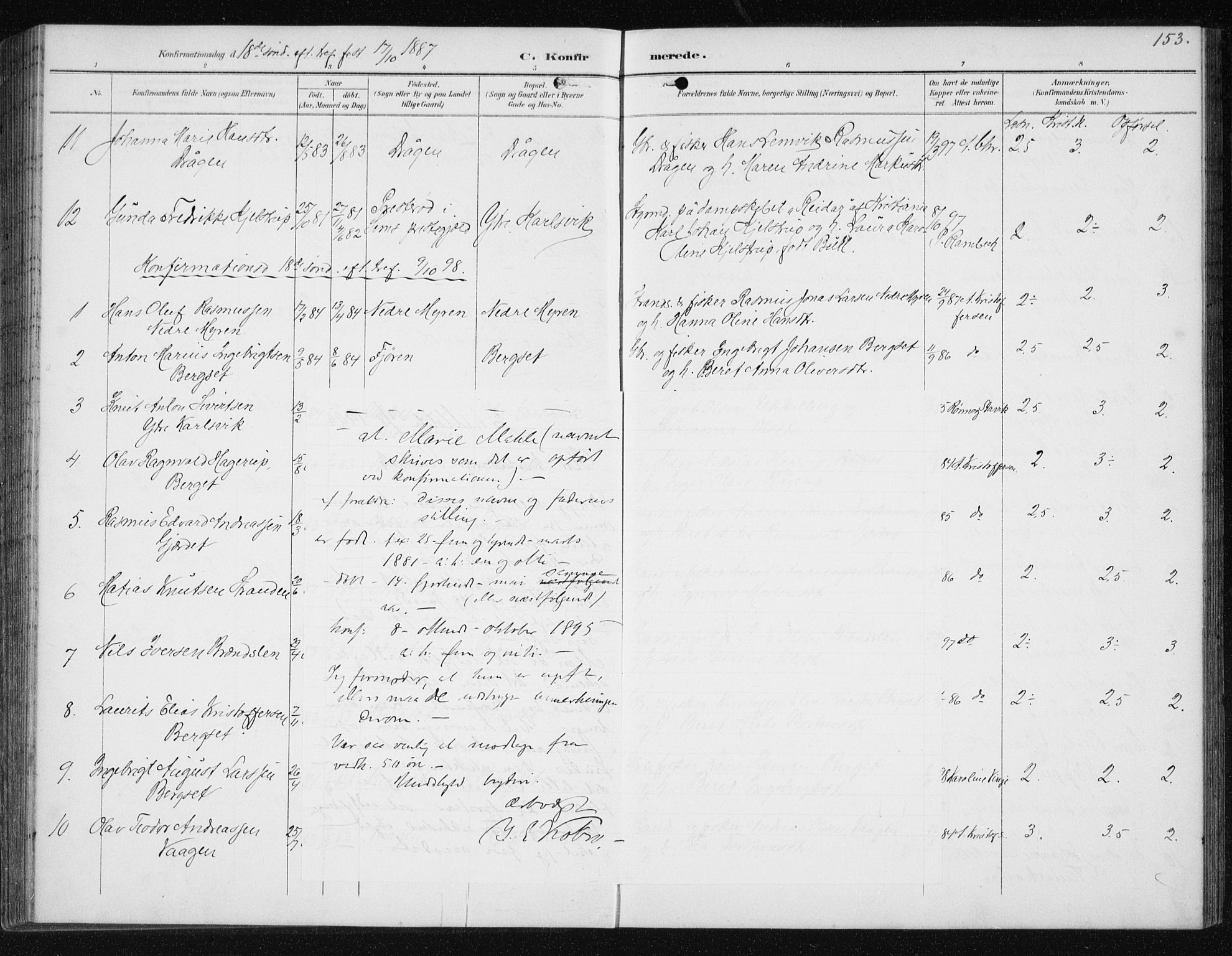 Ministerialprotokoller, klokkerbøker og fødselsregistre - Møre og Romsdal, AV/SAT-A-1454/566/L0773: Parish register (copy) no. 566C02, 1892-1909, p. 153