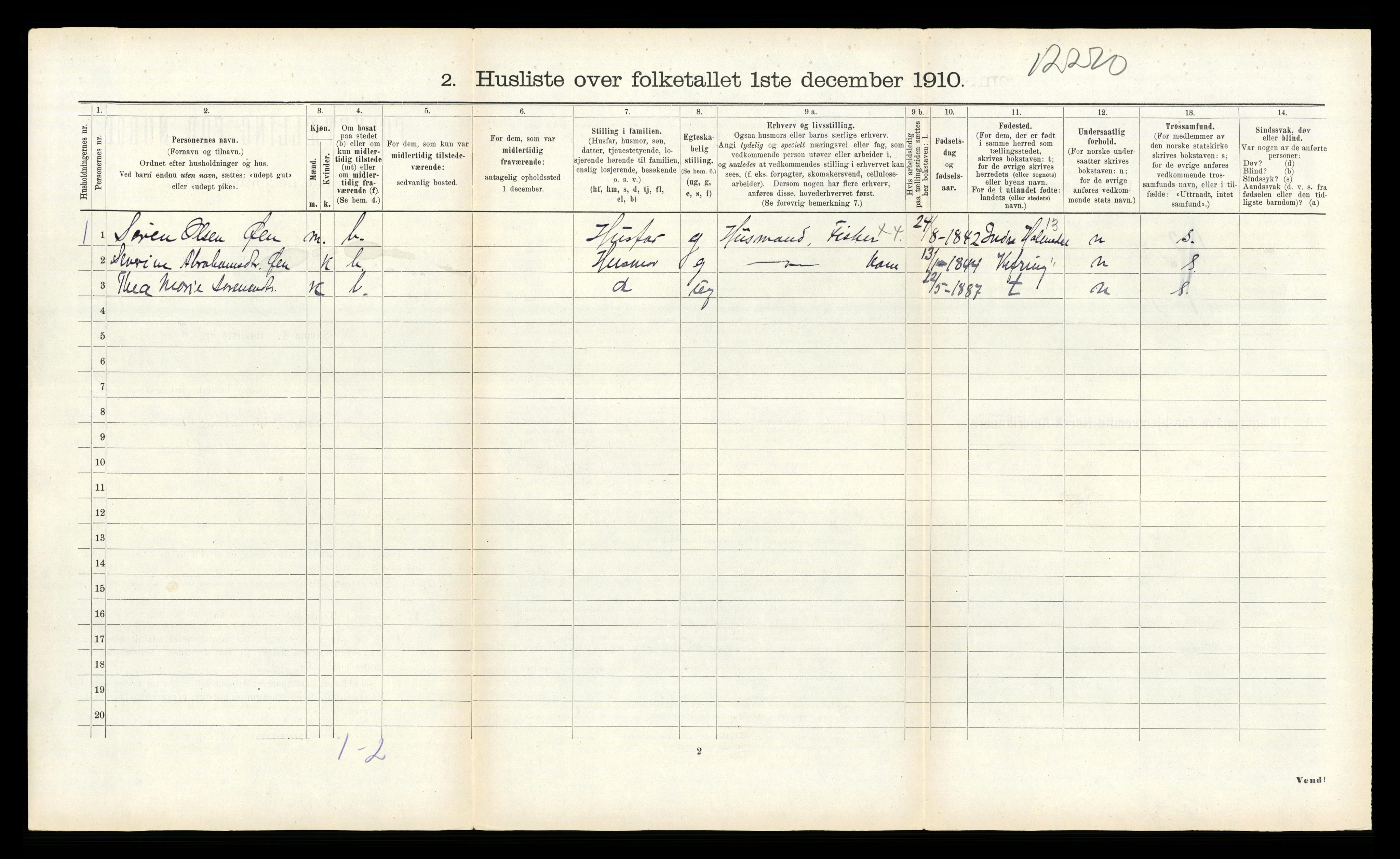 RA, 1910 census for Kinn, 1910, p. 1345