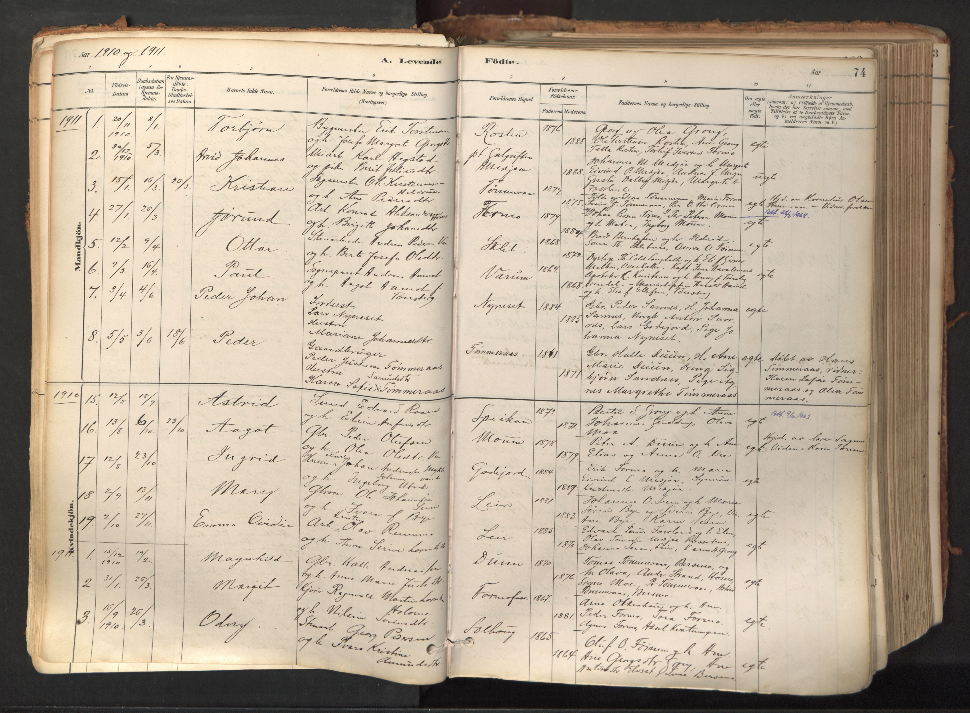 Ministerialprotokoller, klokkerbøker og fødselsregistre - Nord-Trøndelag, AV/SAT-A-1458/758/L0519: Parish register (official) no. 758A04, 1880-1926, p. 74