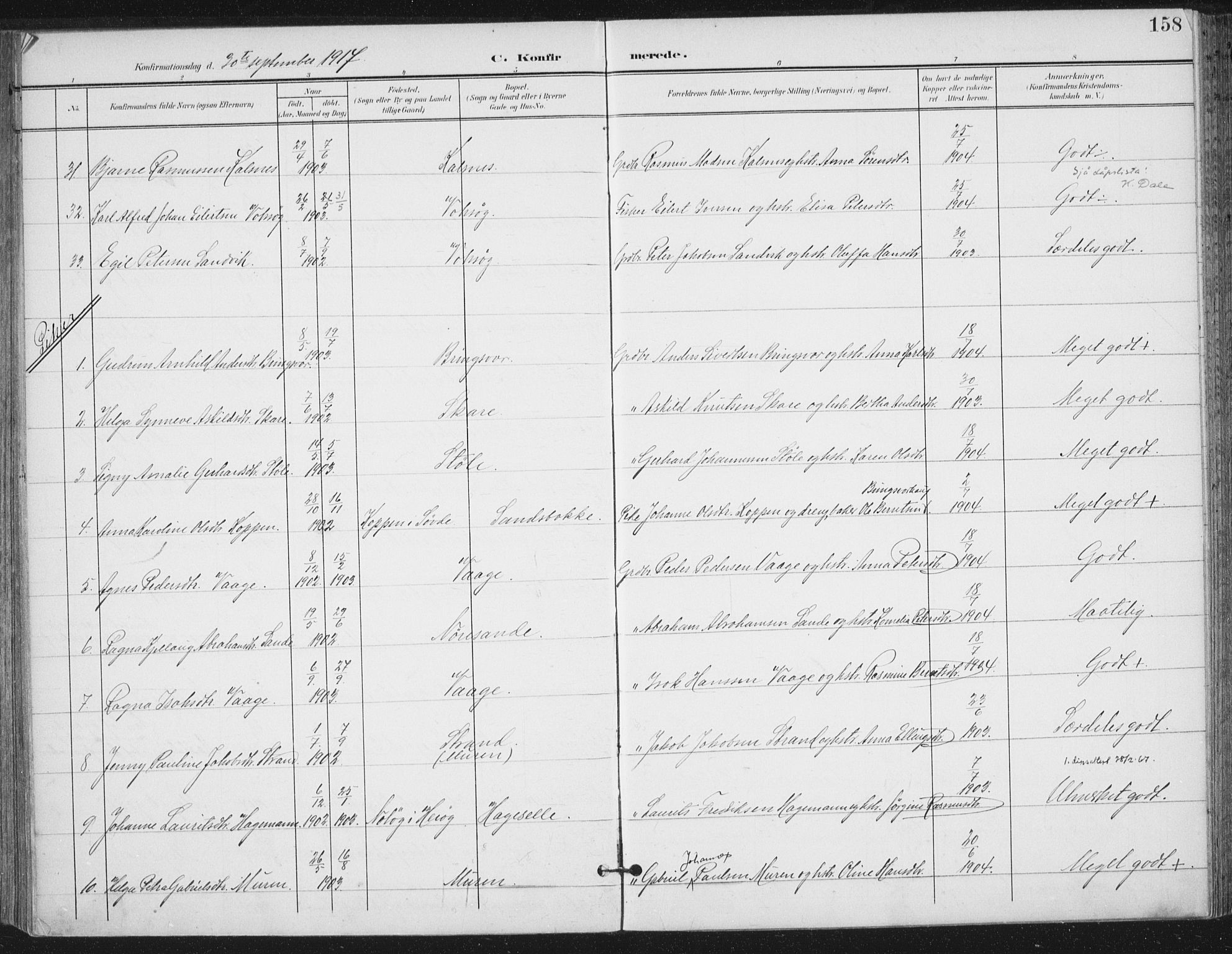 Ministerialprotokoller, klokkerbøker og fødselsregistre - Møre og Romsdal, AV/SAT-A-1454/503/L0038: Parish register (official) no. 503A06, 1901-1917, p. 158