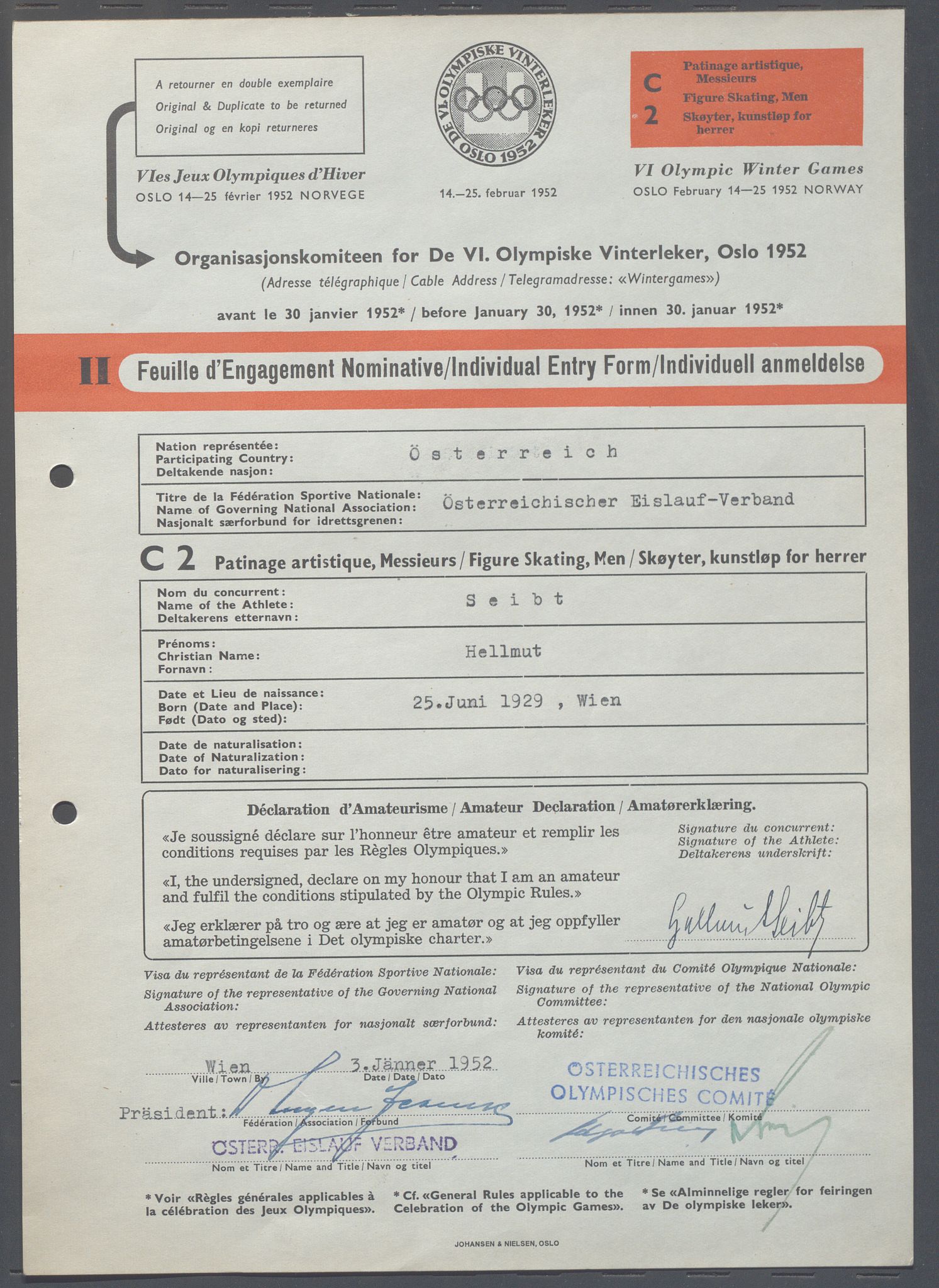 Organisasjonskomiteen for de VI. olympiske vinterleker, OBA/A-20130/H/Ha, 1951-1952, p. 1334