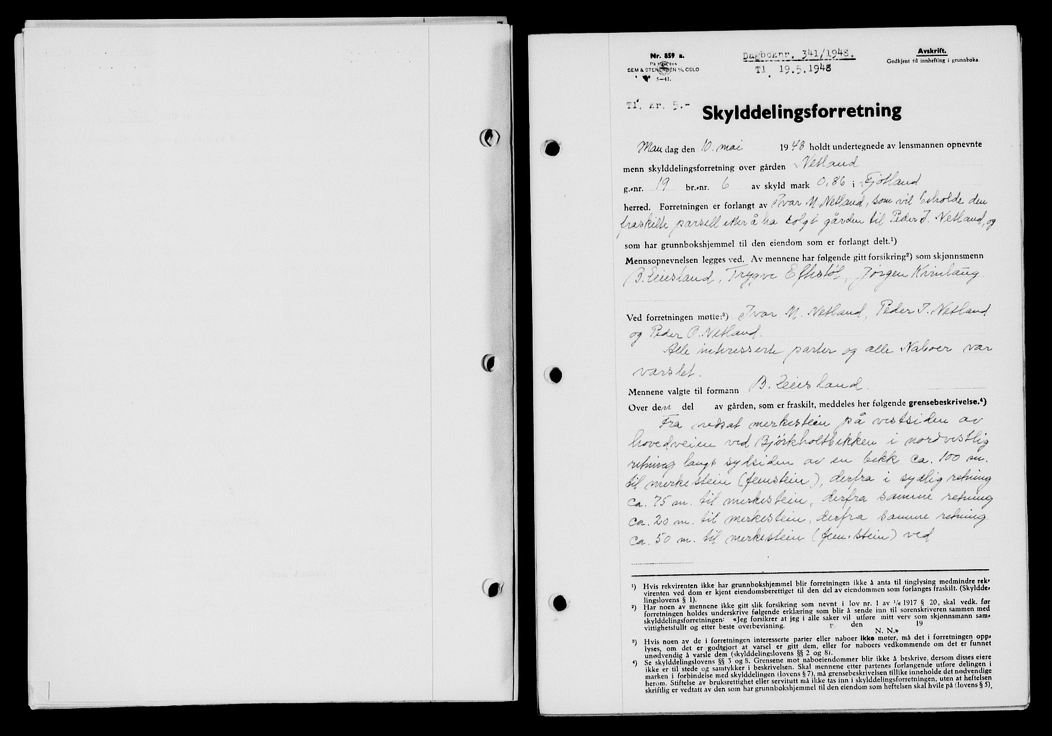 Flekkefjord sorenskriveri, AV/SAK-1221-0001/G/Gb/Gba/L0063: Mortgage book no. A-11, 1947-1948, Diary no: : 341/1948