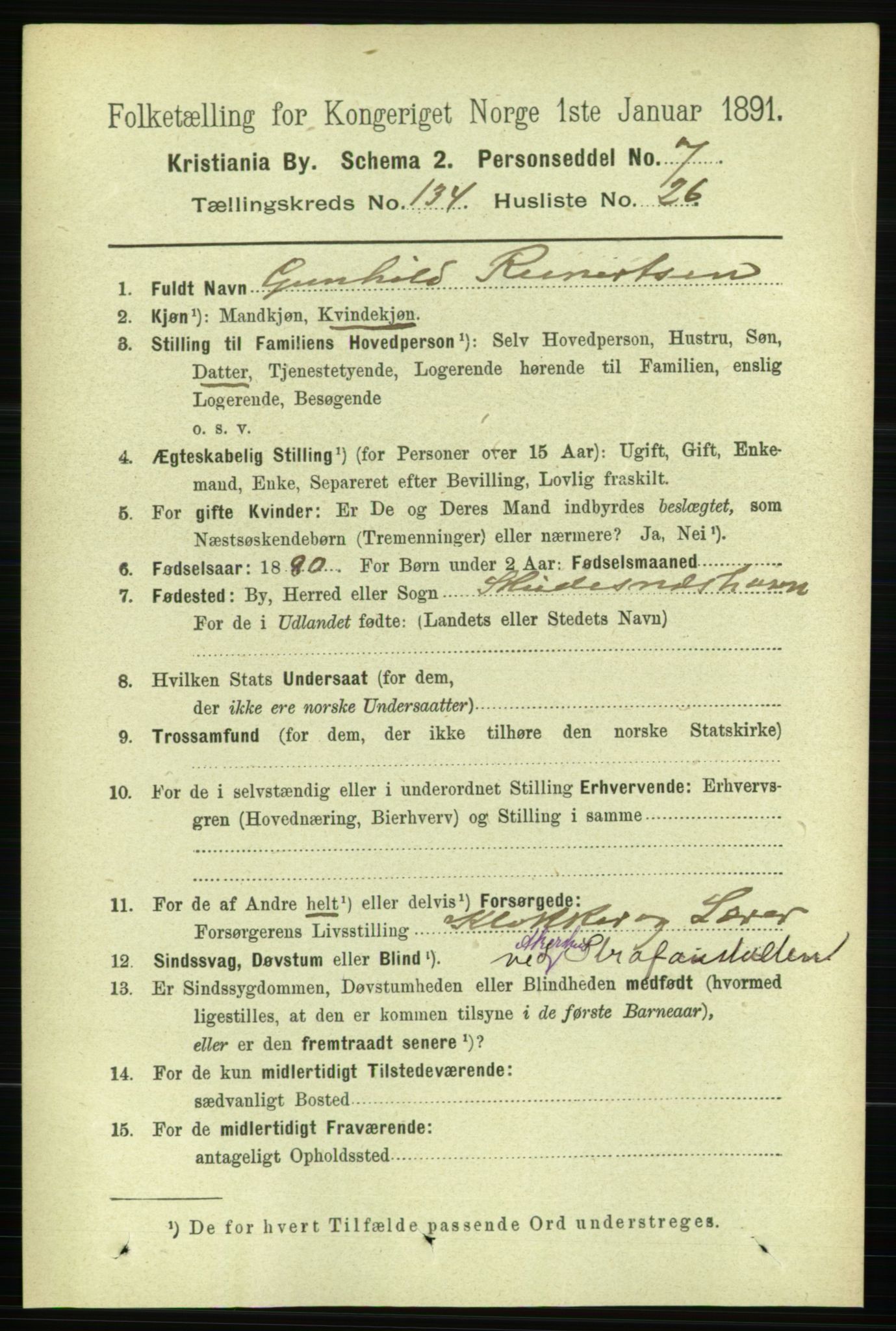 RA, 1891 census for 0301 Kristiania, 1891, p. 74001