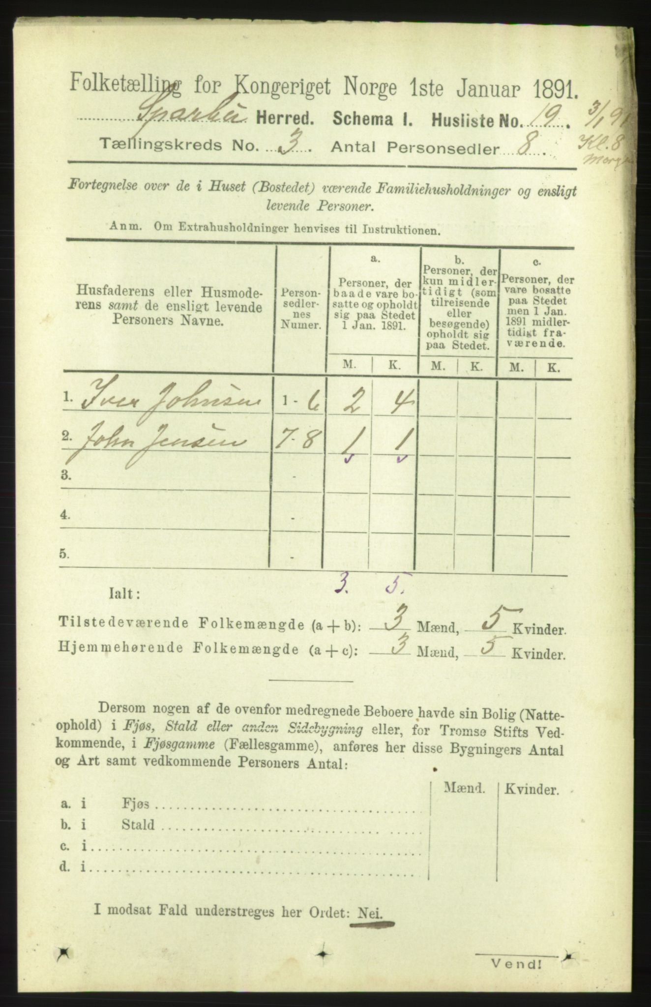 RA, 1891 census for 1731 Sparbu, 1891, p. 814