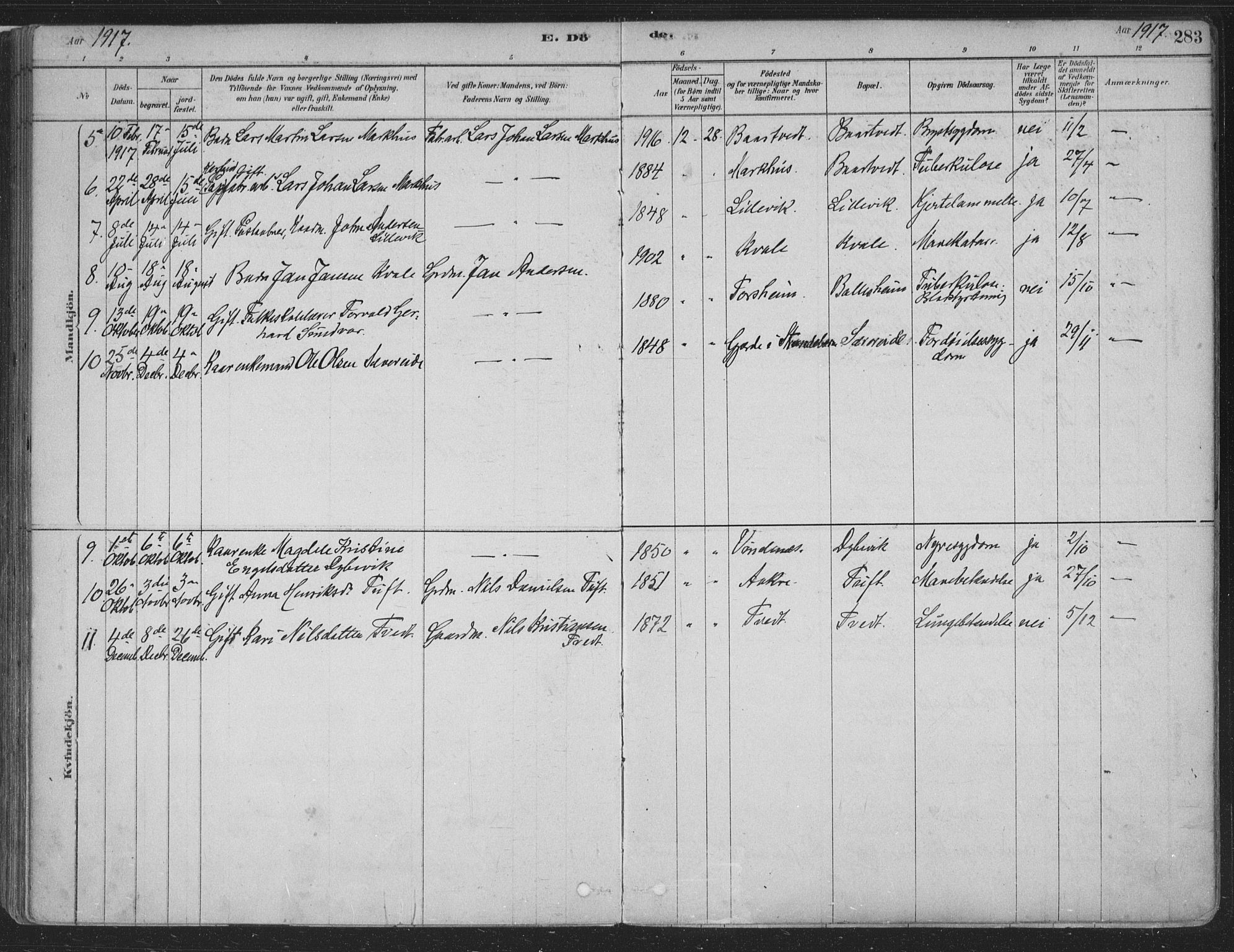 Fusa sokneprestembete, AV/SAB-A-75401/H/Haa: Parish register (official) no. D 1, 1880-1938, p. 283