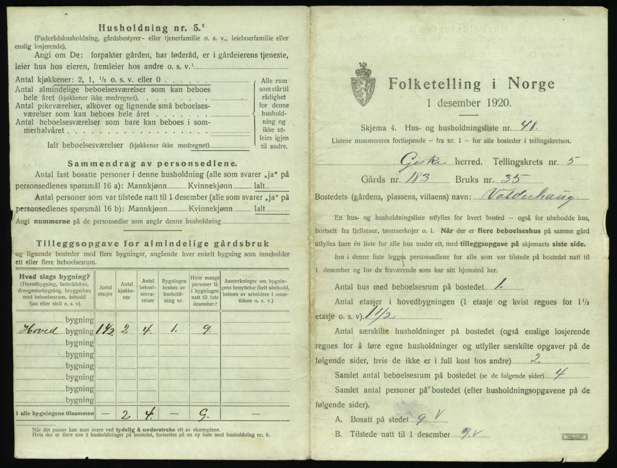 SAT, 1920 census for Giske, 1920, p. 512