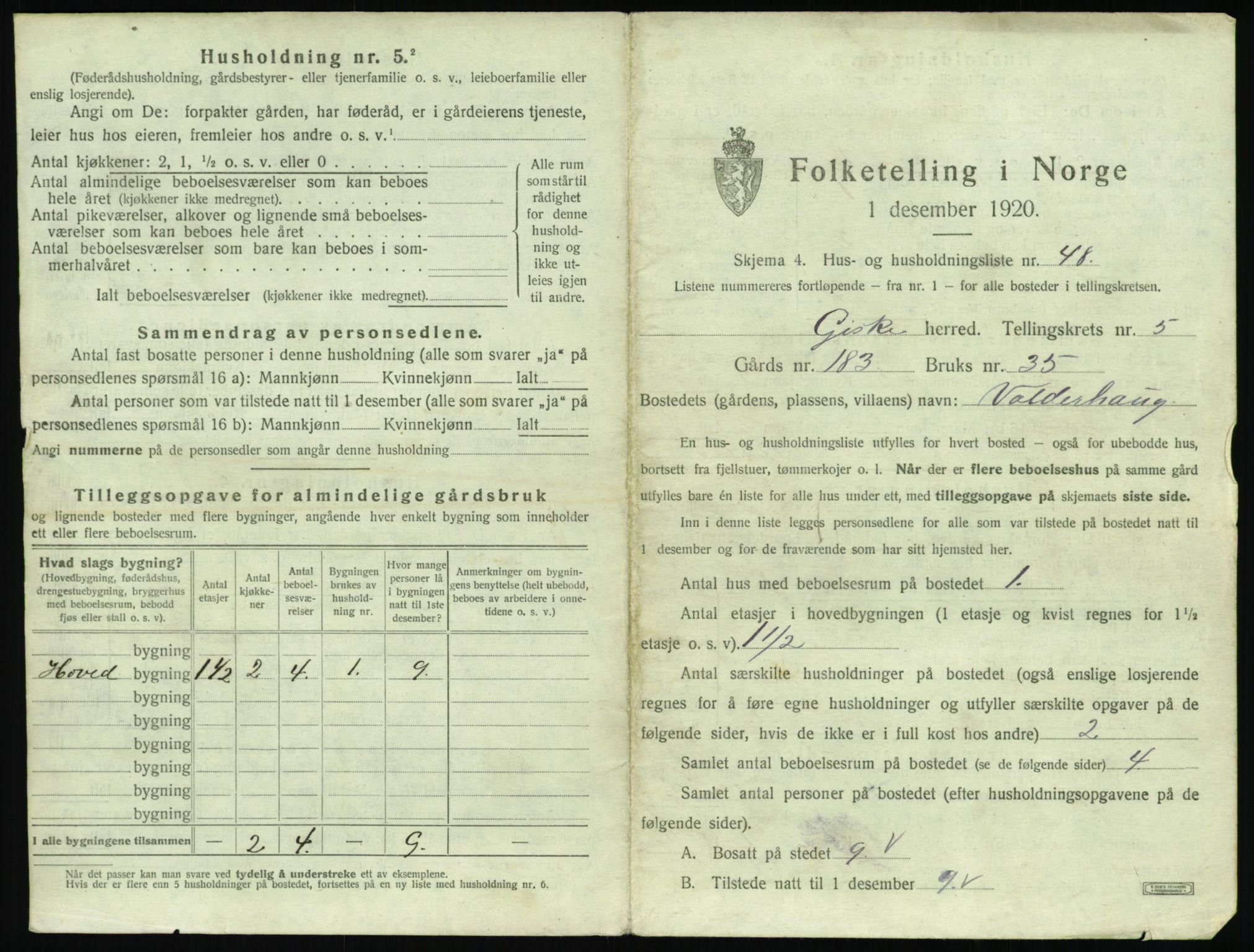 SAT, 1920 census for Giske, 1920, p. 512