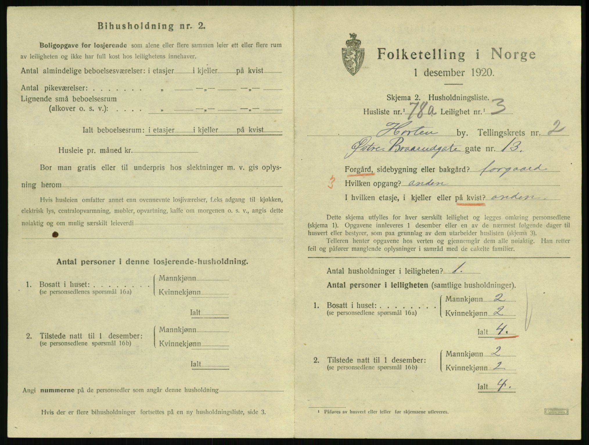 SAKO, 1920 census for Horten, 1920, p. 3631