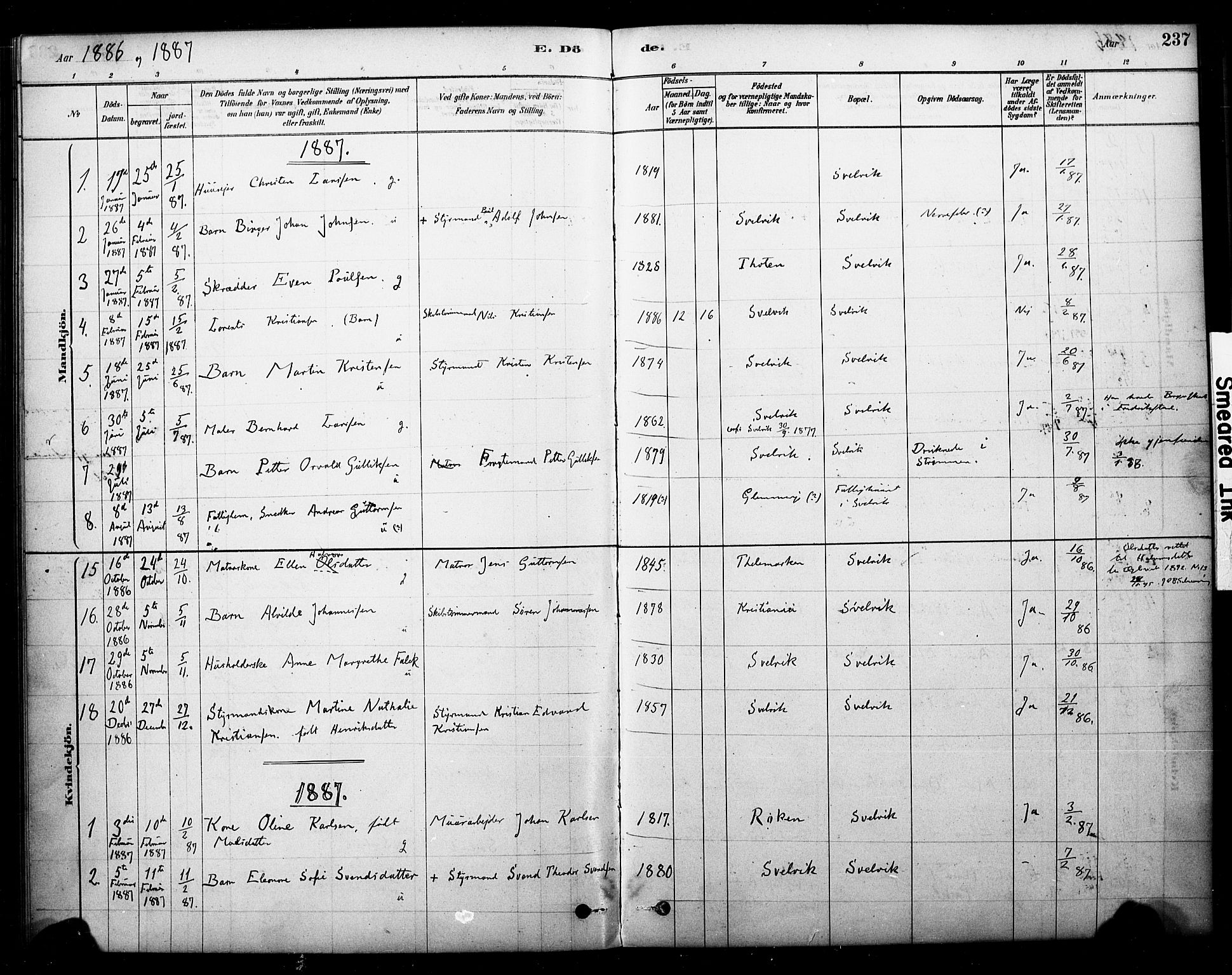 Strømm kirkebøker, AV/SAKO-A-322/F/Fb/L0001: Parish register (official) no. II 1, 1878-1899, p. 237