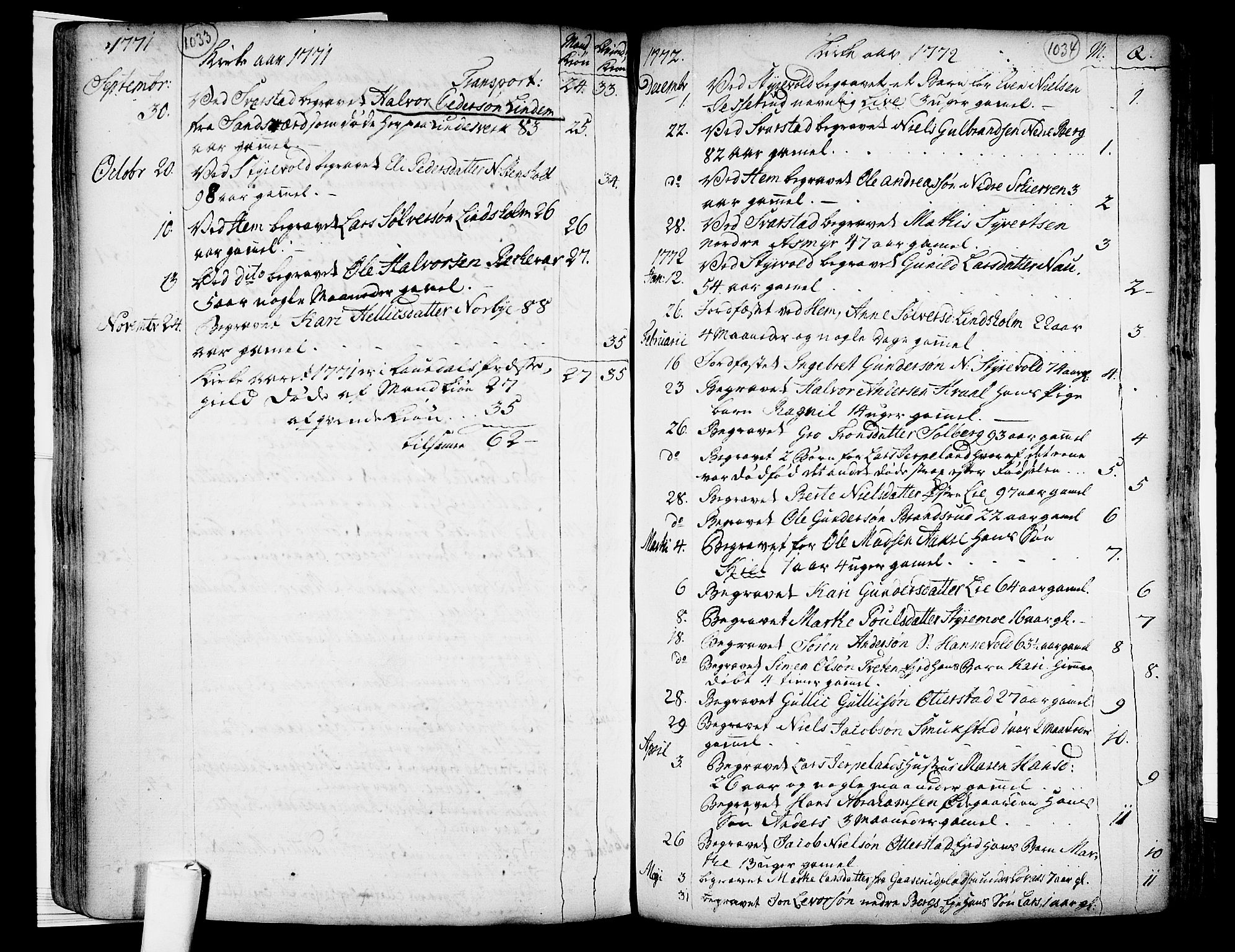 Lardal kirkebøker, SAKO/A-350/F/Fa/L0003: Parish register (official) no. I 3, 1733-1815, p. 1033-1034