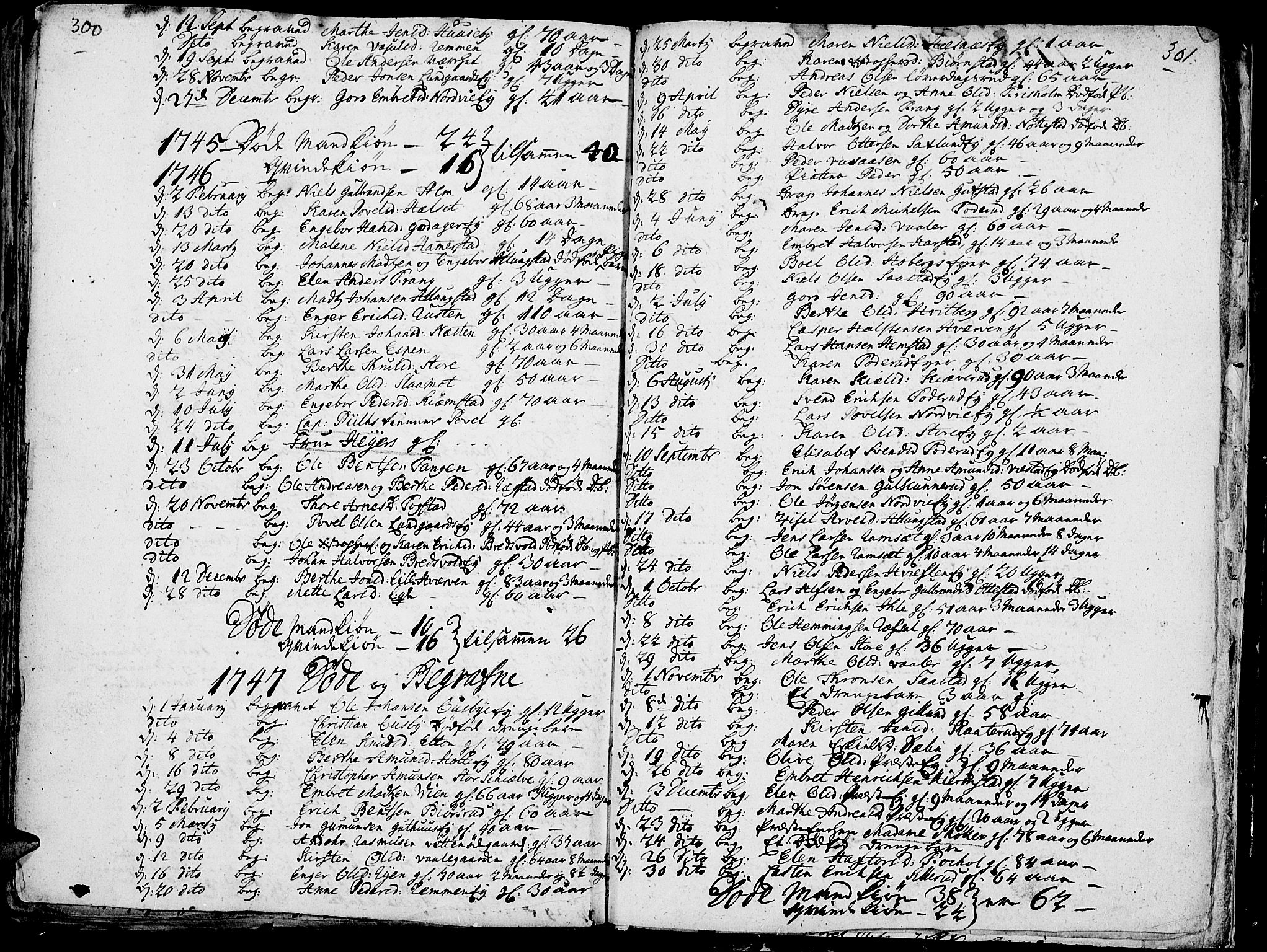 Stange prestekontor, SAH/PREST-002/K/L0004: Parish register (official) no. 4, 1735-1754, p. 300-301