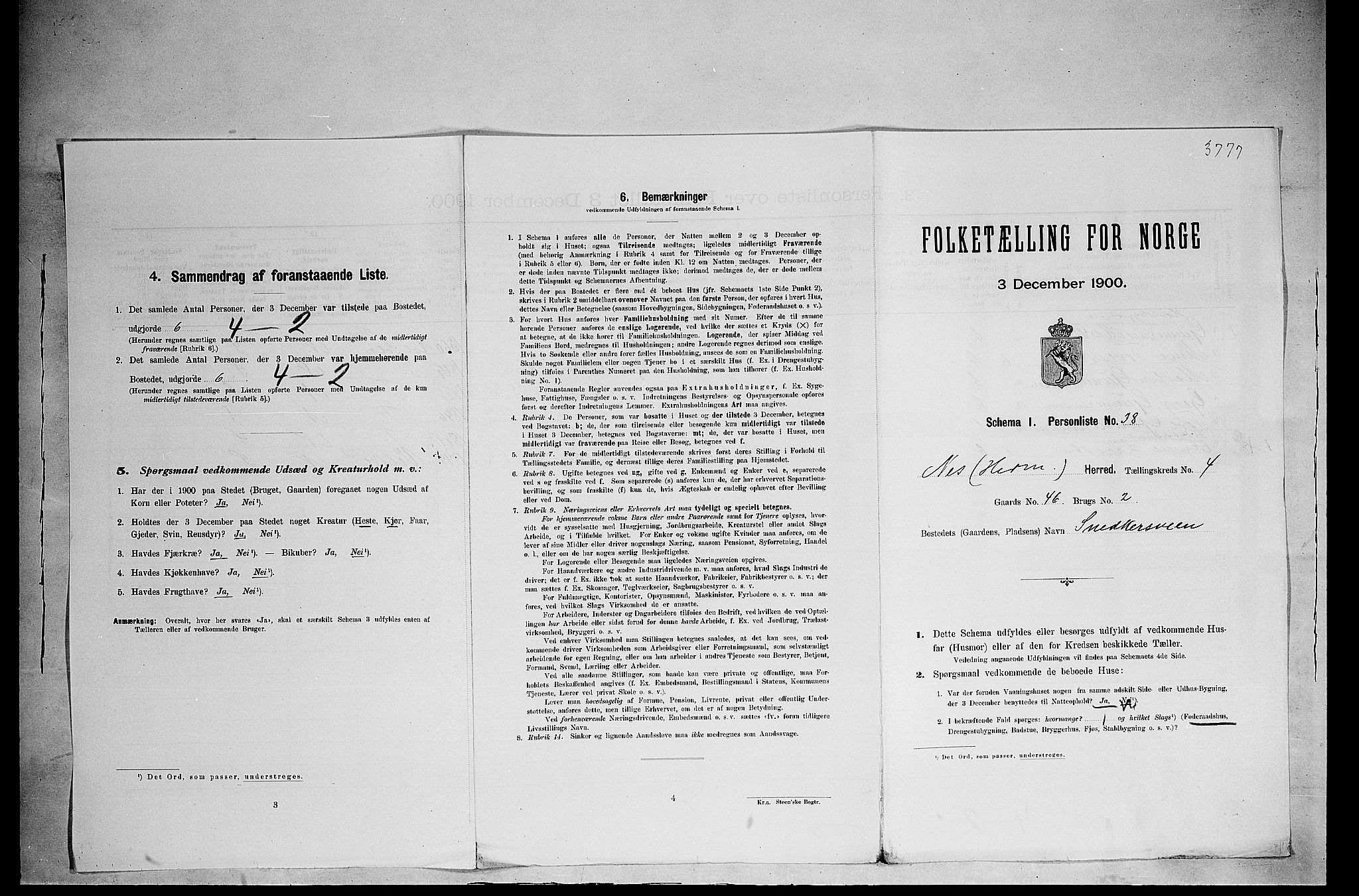 SAH, 1900 census for Nes, 1900, p. 624