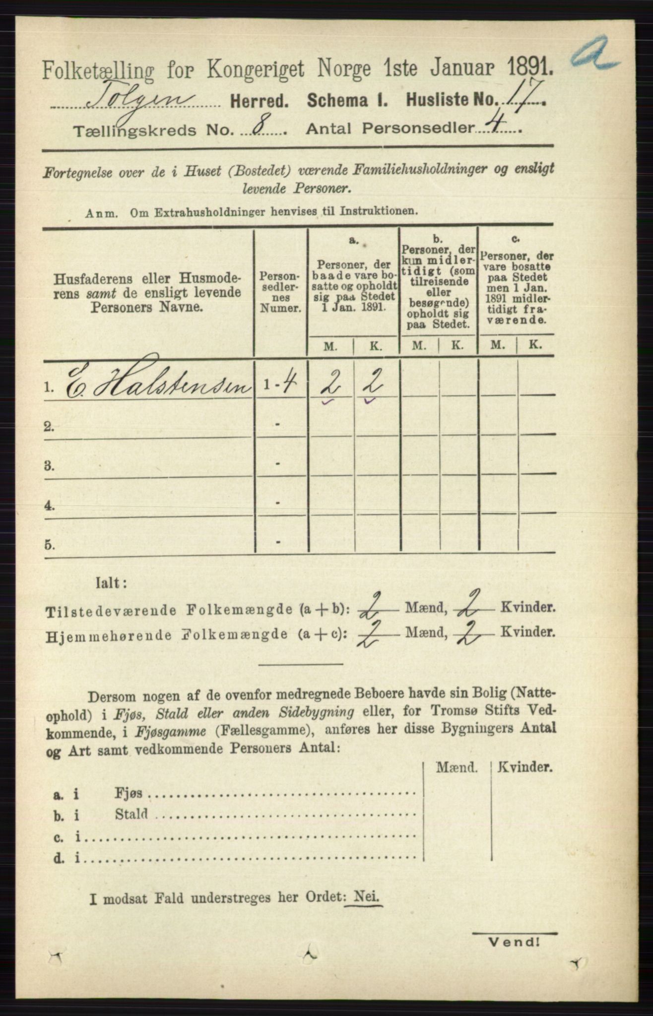 RA, 1891 census for 0436 Tolga, 1891, p. 2353