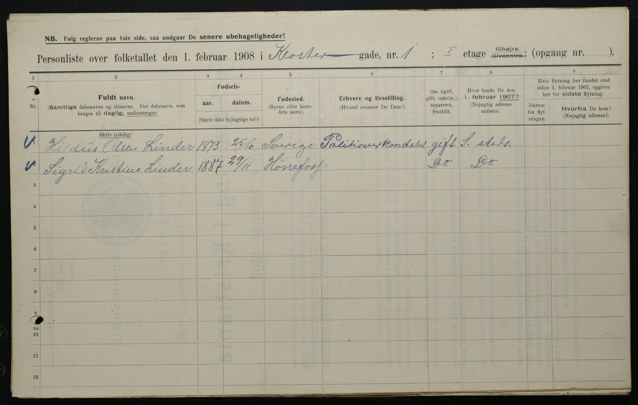 OBA, Municipal Census 1908 for Kristiania, 1908, p. 46555