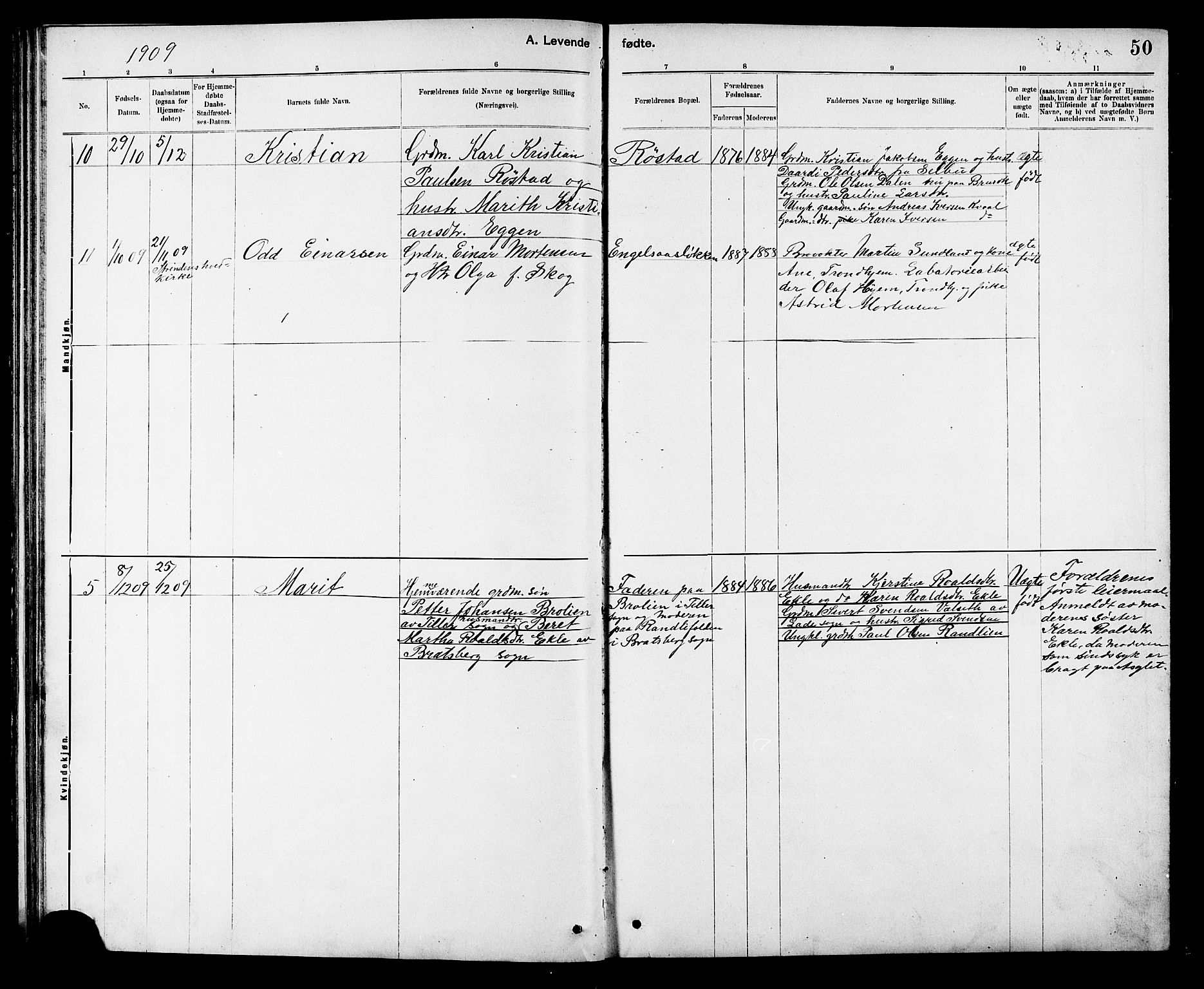 Ministerialprotokoller, klokkerbøker og fødselsregistre - Sør-Trøndelag, AV/SAT-A-1456/608/L0341: Parish register (copy) no. 608C07, 1890-1912, p. 50