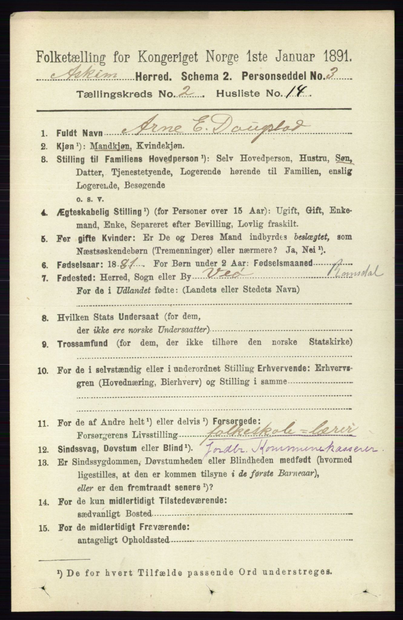 RA, 1891 census for 0124 Askim, 1891, p. 325