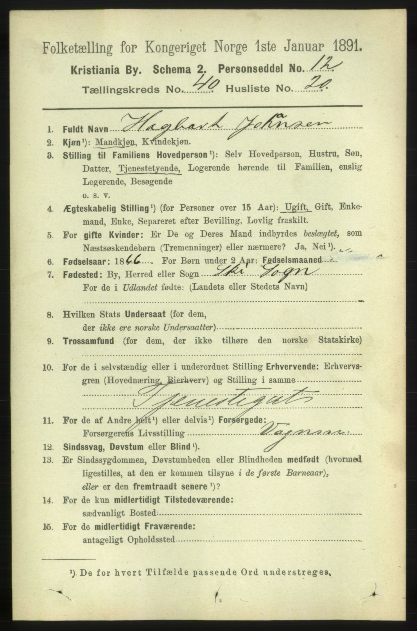 RA, 1891 census for 0301 Kristiania, 1891, p. 23451