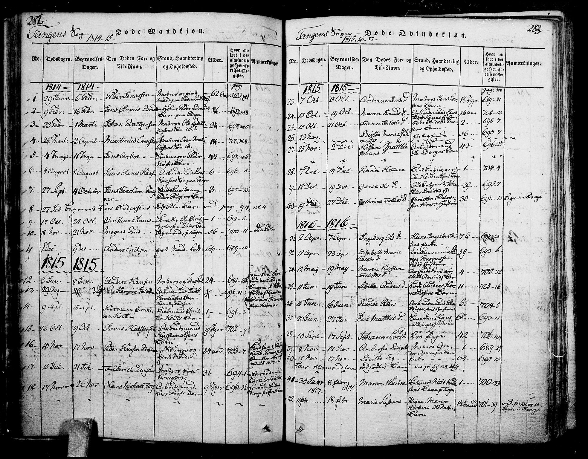 Skoger kirkebøker, AV/SAKO-A-59/F/Fa/L0002: Parish register (official) no. I 2 /2, 1814-1842, p. 282-283